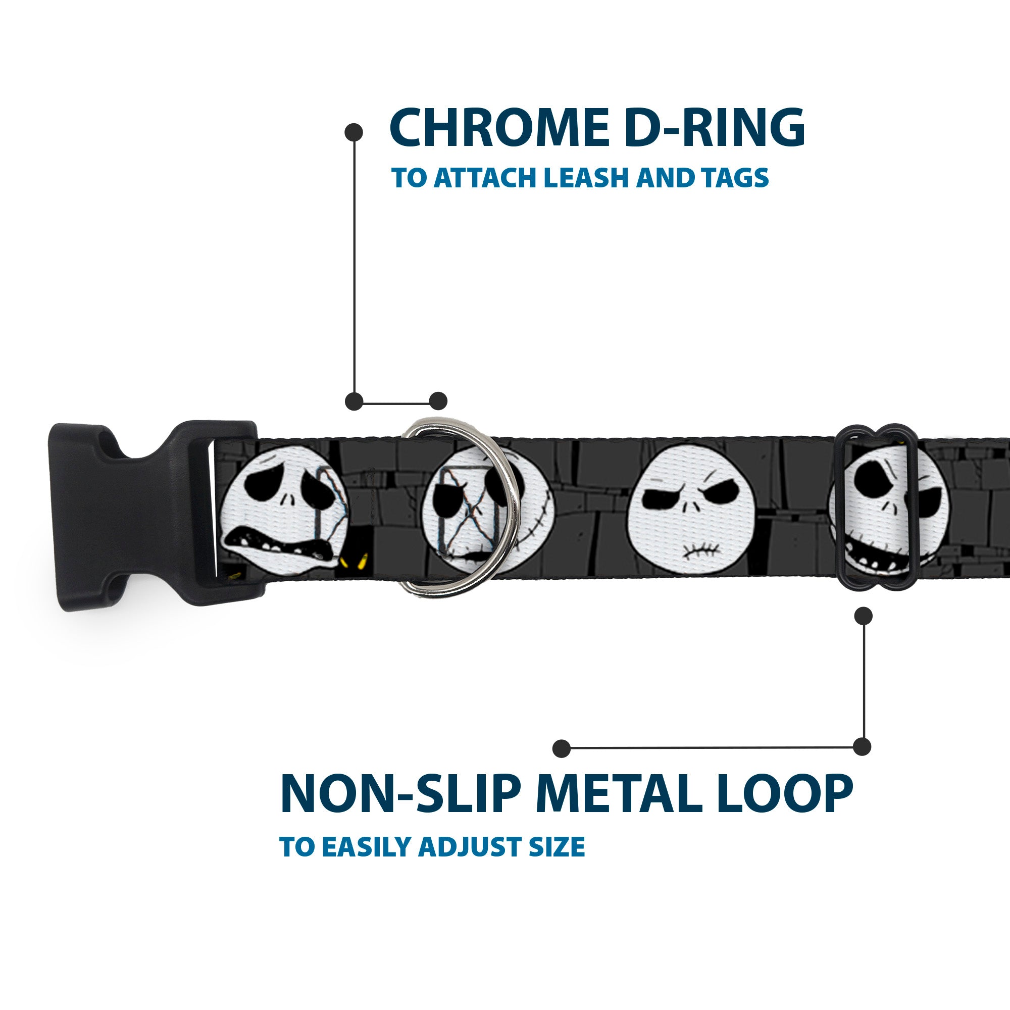 Plastic Clip Collar - Nightmare Before Christmas Jack Expressions Gray