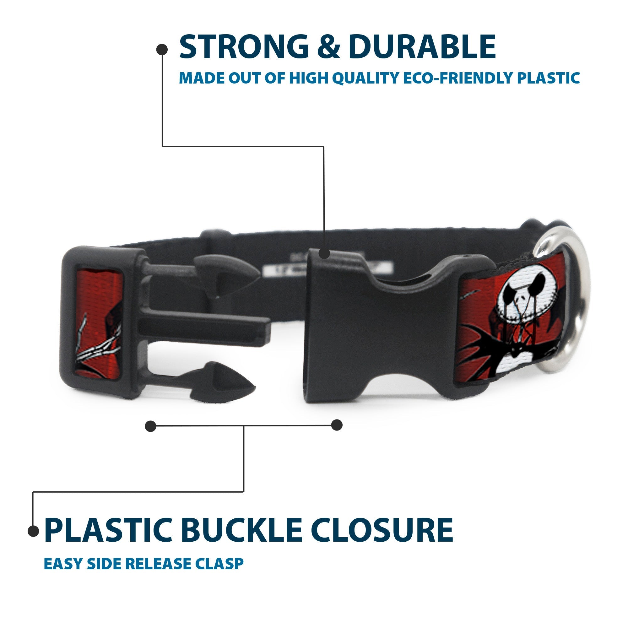 Plastic Clip Collar - NBC Jack Poses/Bats Red Stripe