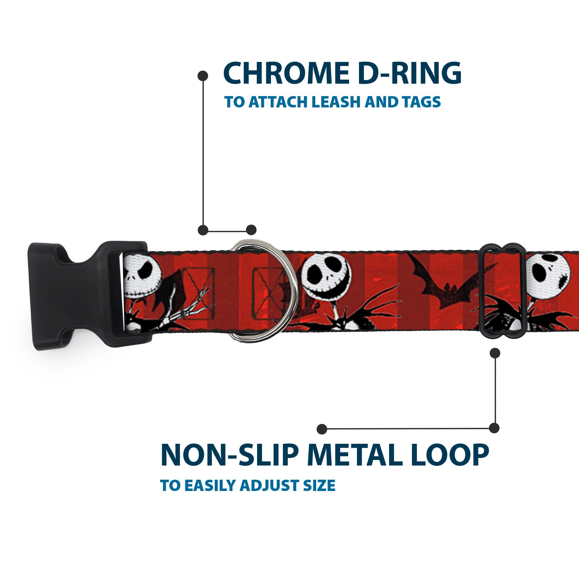 Plastic Clip Collar - NBC Jack Poses/Bats Red Stripe