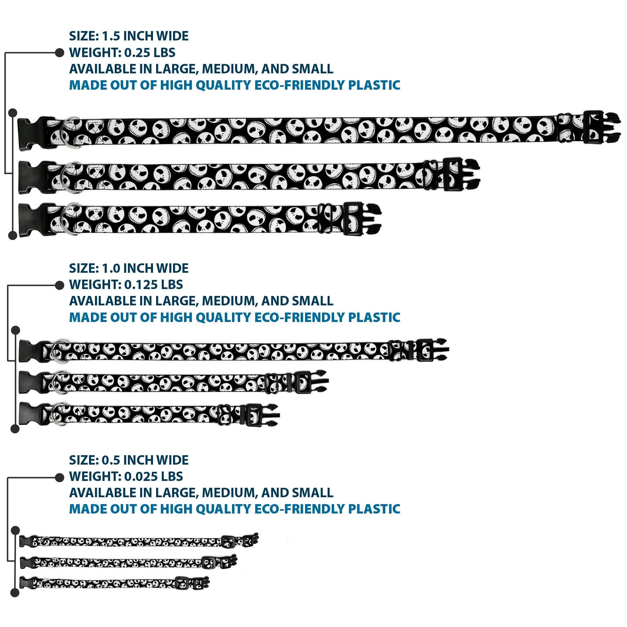 Plastic Clip Collar - NBC Jack Expressions Scattered Black/White