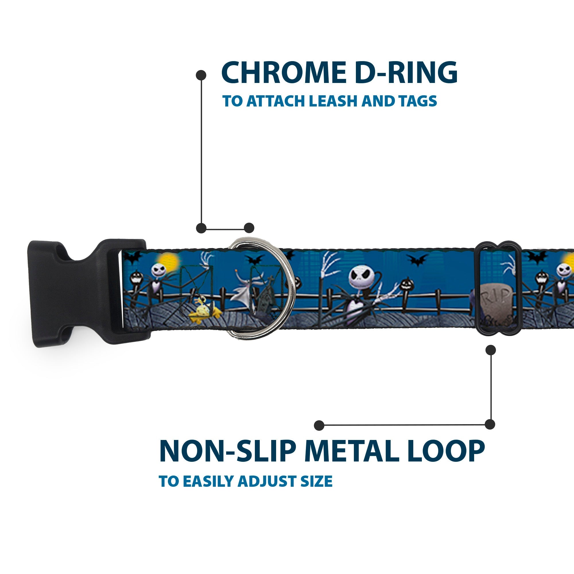 Plastic Clip Collar - Nightmare Before Christmas Jack, Zombie Duck & Zero Cemetery Scene