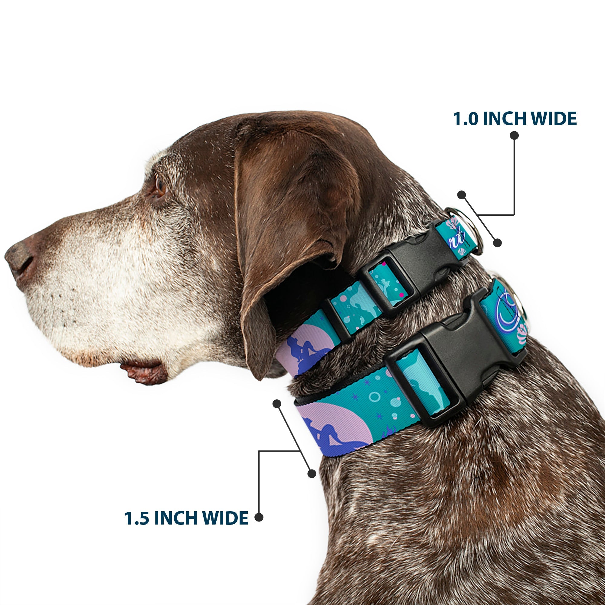 Plastic Clip Collar - Little Mermaid Silhouette Scenes PART OF YOUR WORLD Blues