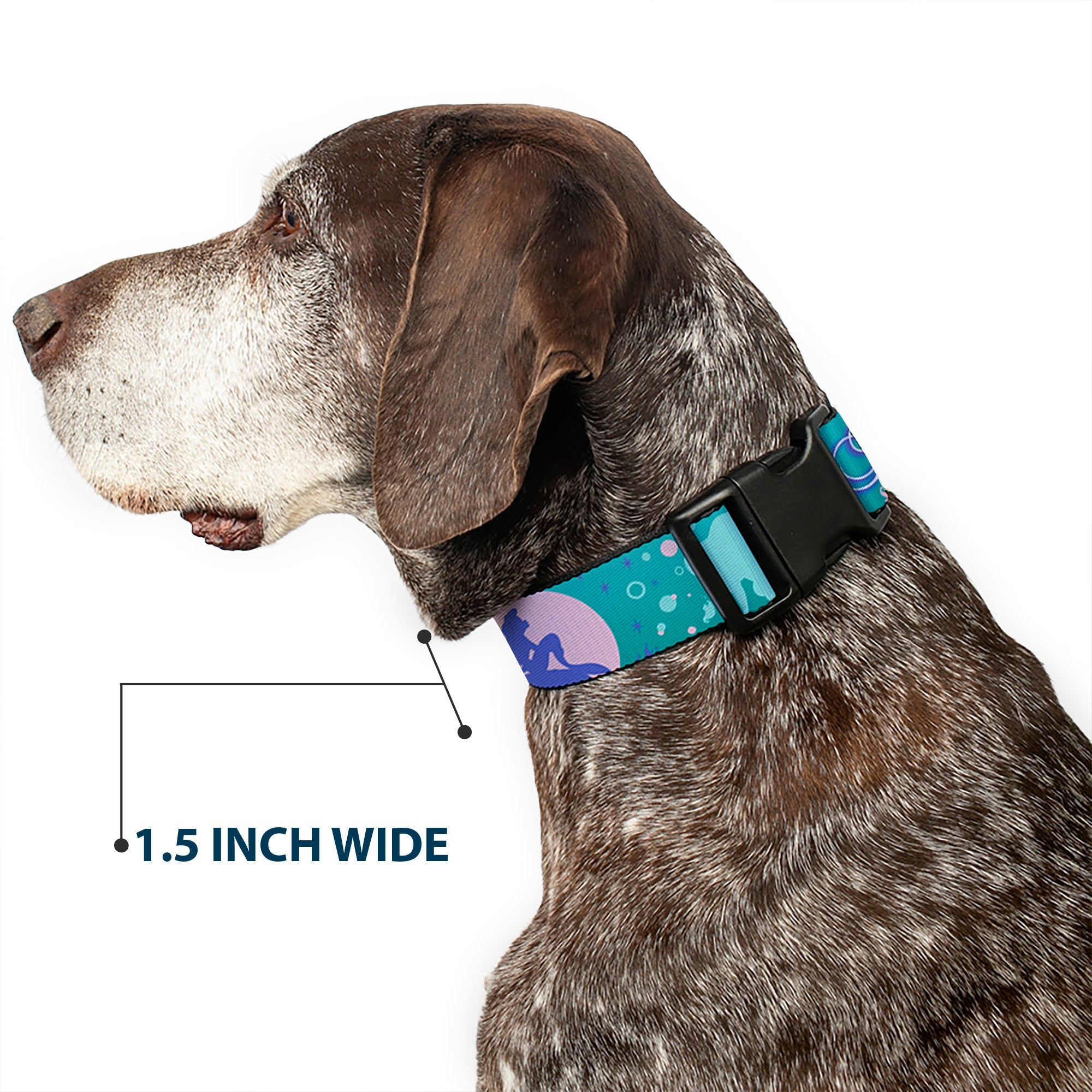 Plastic Clip Collar - Little Mermaid Silhouette Scenes PART OF YOUR WORLD Blues