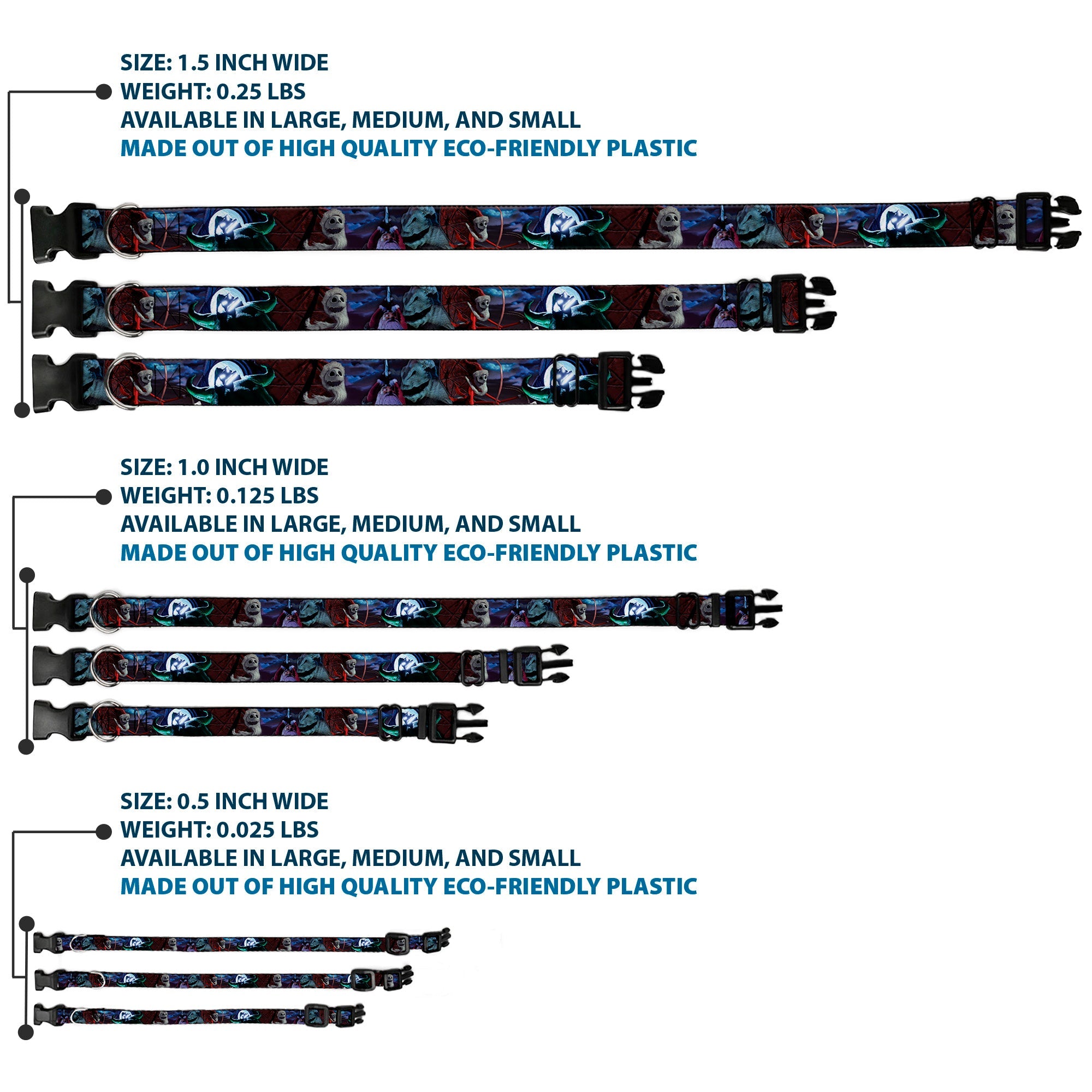 Plastic Clip Collar - Nightmare Before Christmas Jack, Oogie Boogie, Santa Scene