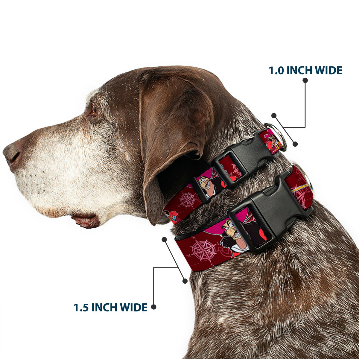 Plastic Clip Collar - Captain Hook Poses/Nautical Elements Burgundy