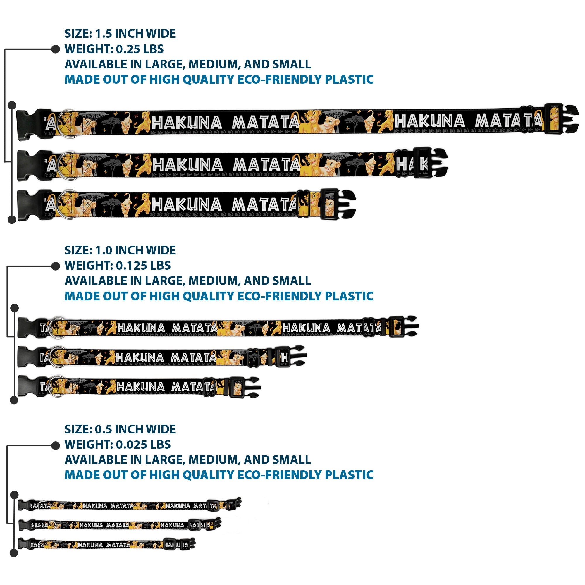 Plastic Clip Collar - Lion King Simba & Nala HAKUNA MATATA