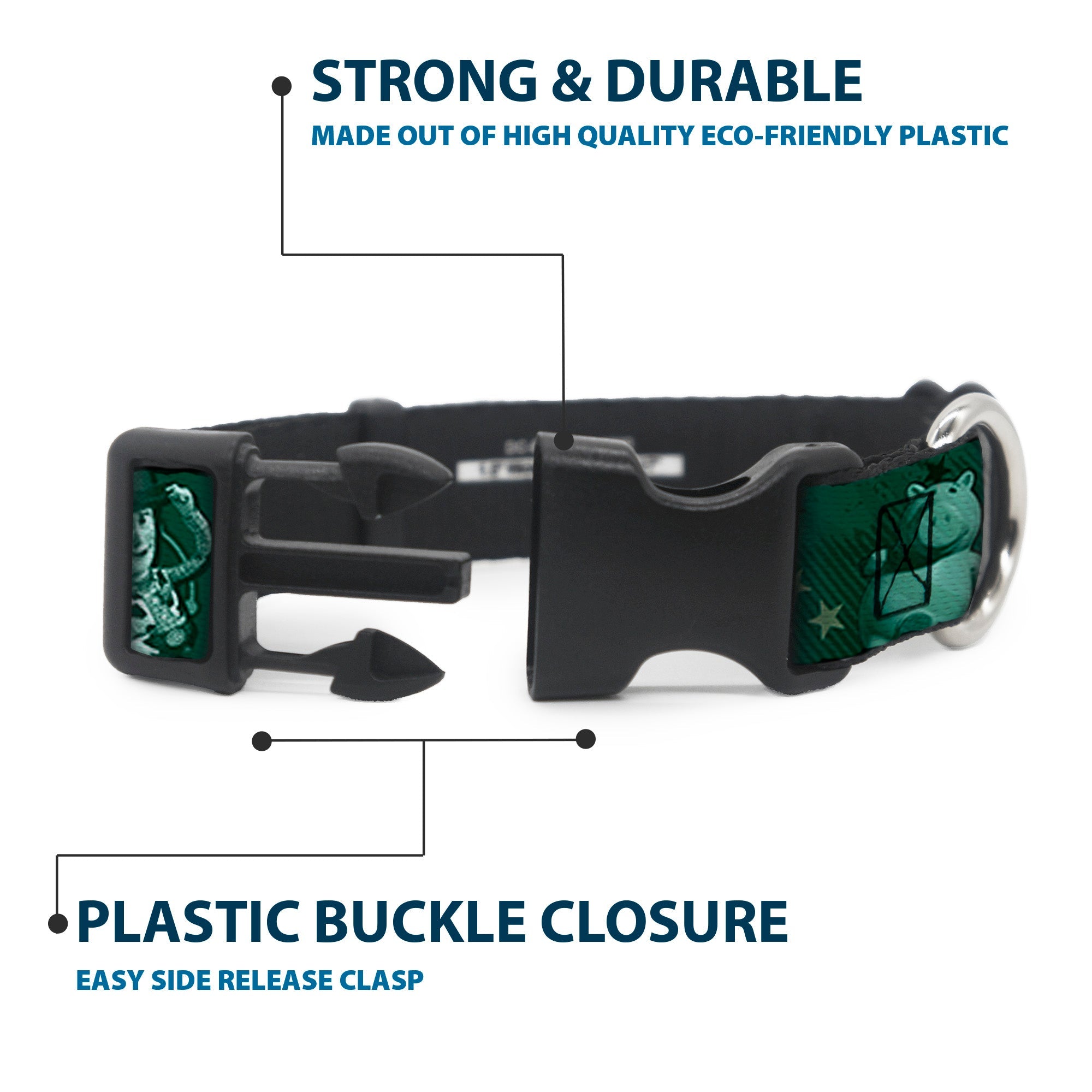 Plastic Clip Collar - Woody & Friends KEEP CALM & REACH FOR THE SKY Blues