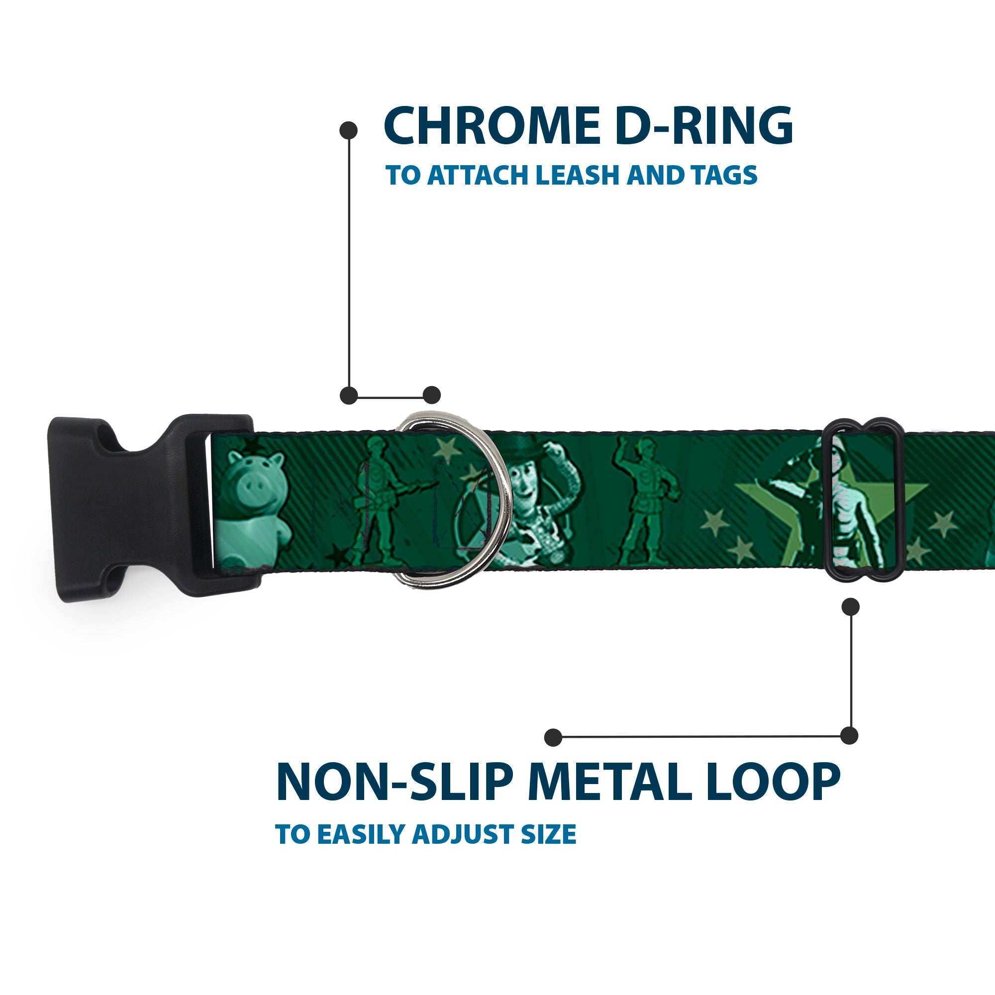 Plastic Clip Collar - Woody & Friends KEEP CALM & REACH FOR THE SKY Blues