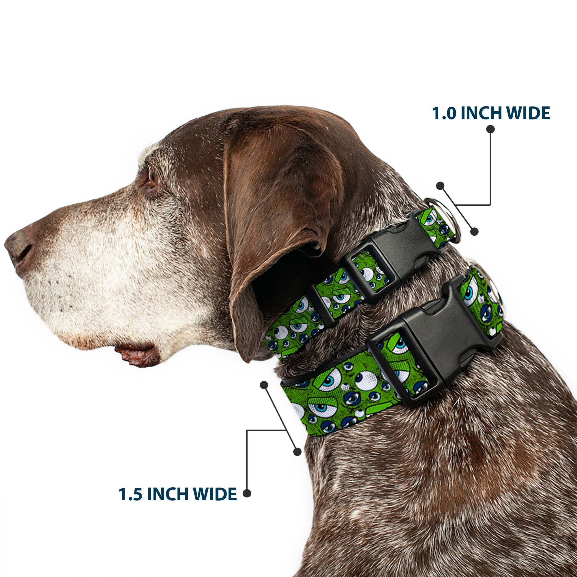 Plastic Clip Collar - Monsters Inc. Eye Collage Weathered Greens/Blues