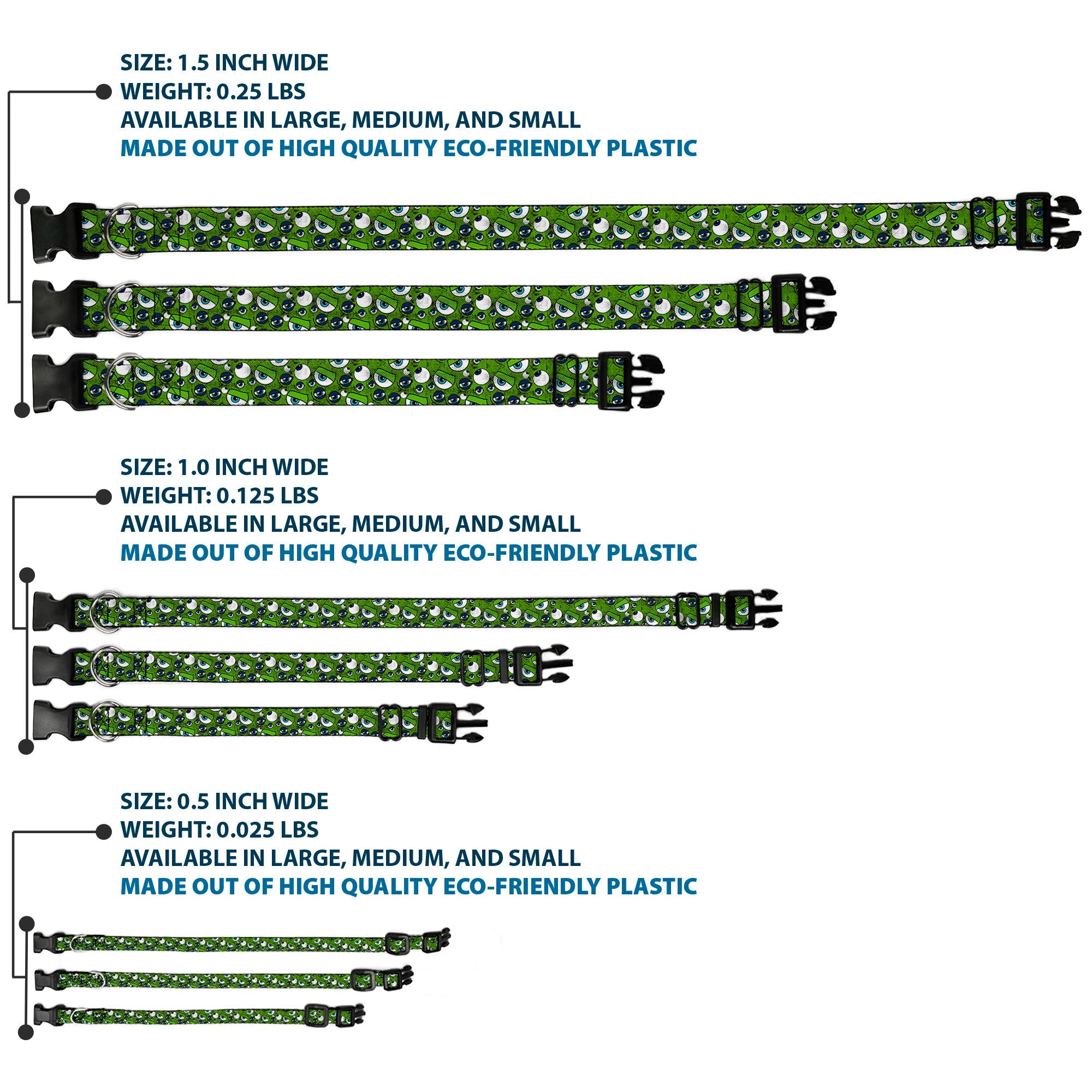 Plastic Clip Collar - Monsters Inc. Eye Collage Weathered Greens/Blues