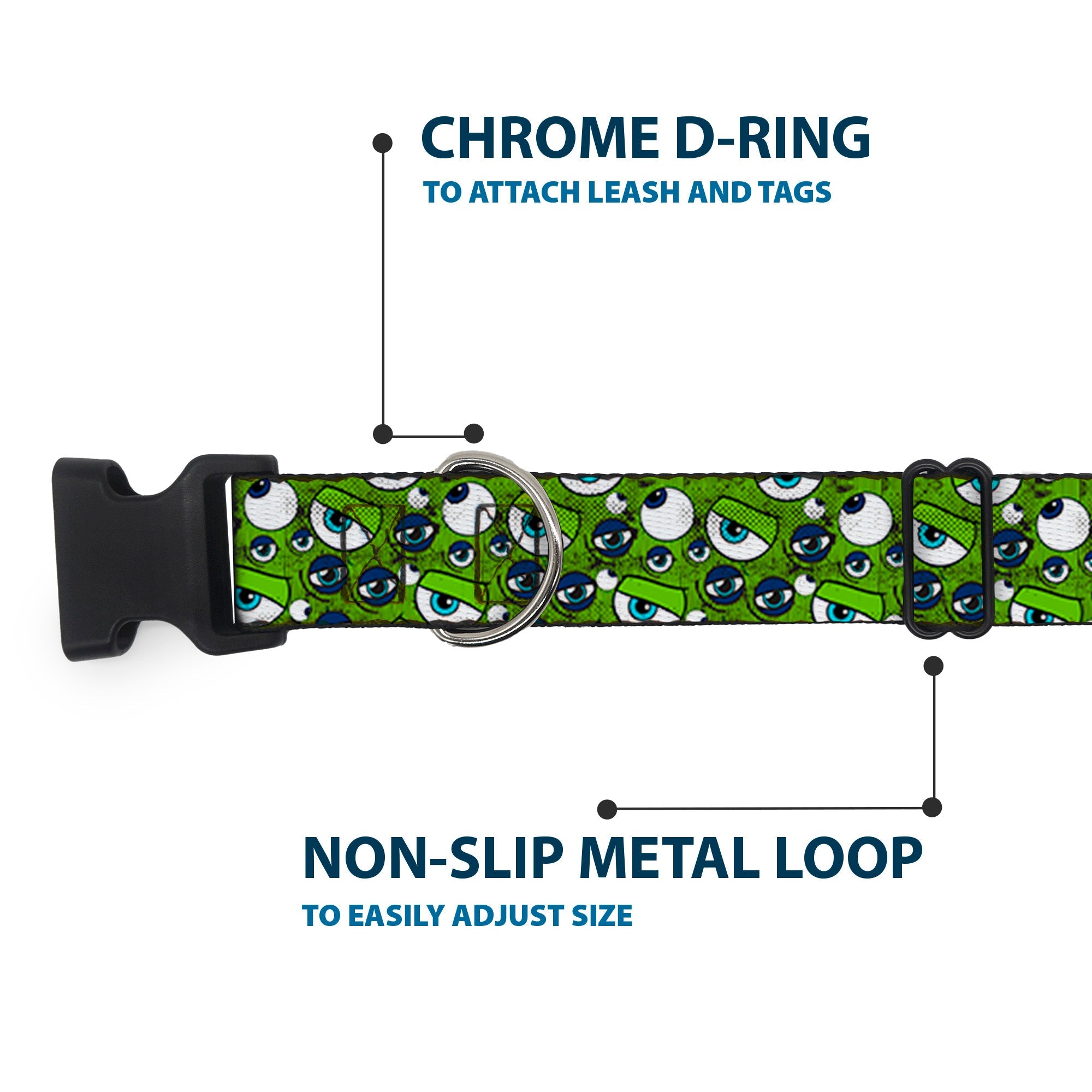 Plastic Clip Collar - Monsters Inc. Eye Collage Weathered Greens/Blues