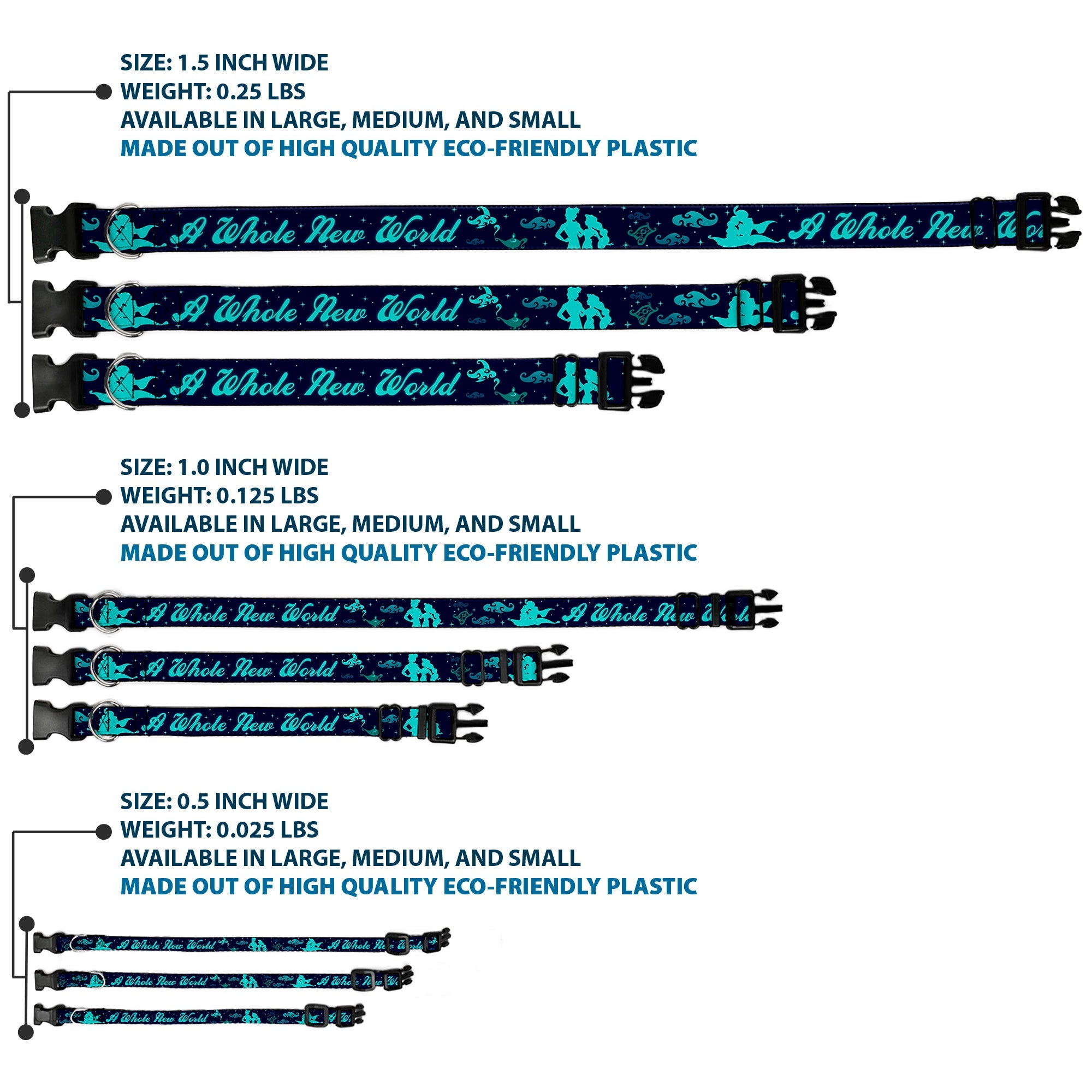 Plastic Clip Collar - Aladdin & Jasmine Silhouette A WHOLE NEW WORLD