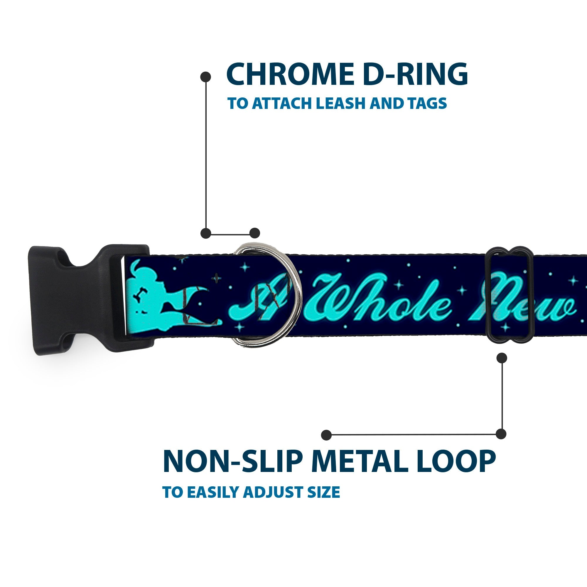 Plastic Clip Collar - Aladdin & Jasmine Silhouette A WHOLE NEW WORLD