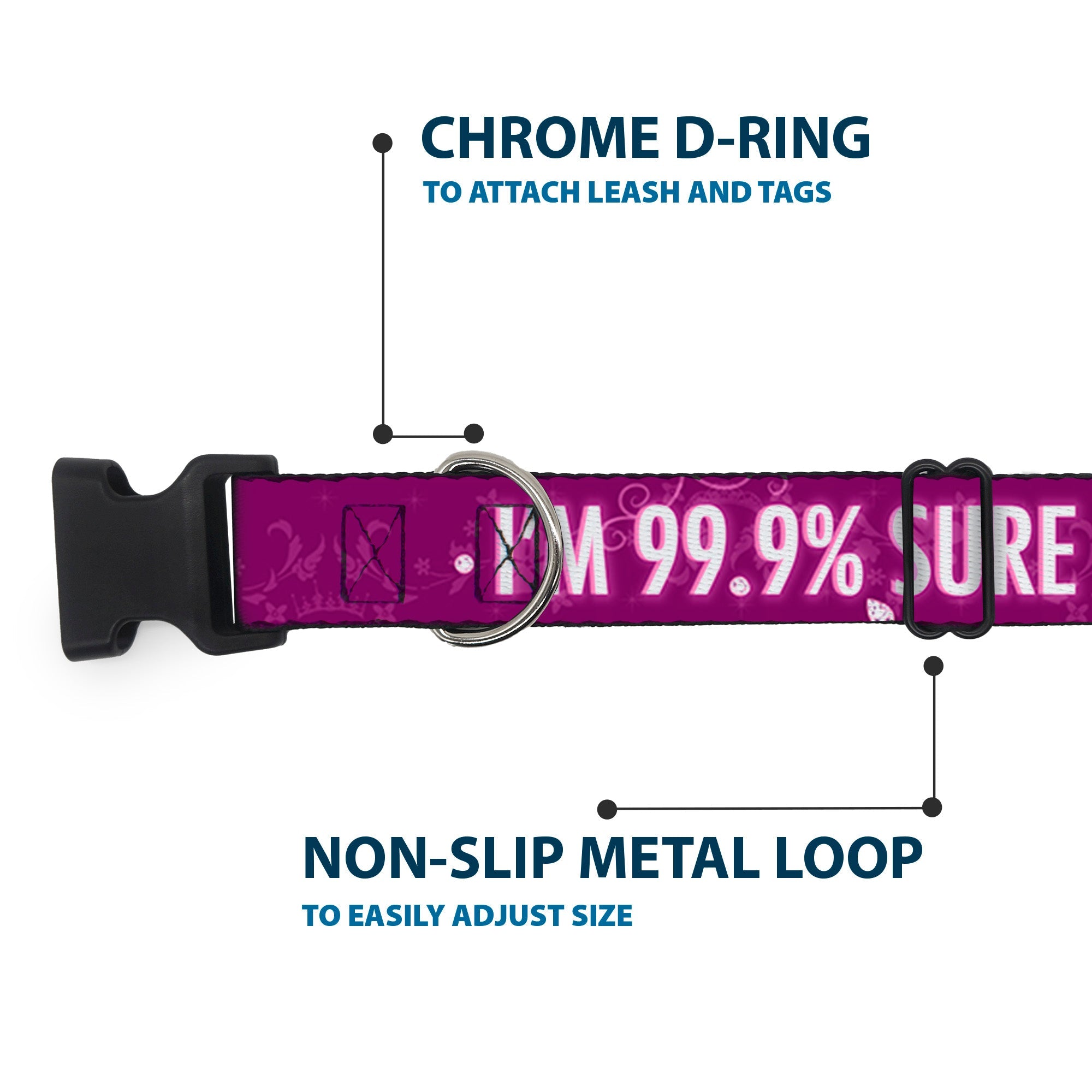 Plastic Clip Collar - IM 99.9% SURE IM A DISNEY PRINCESS Pinks/White