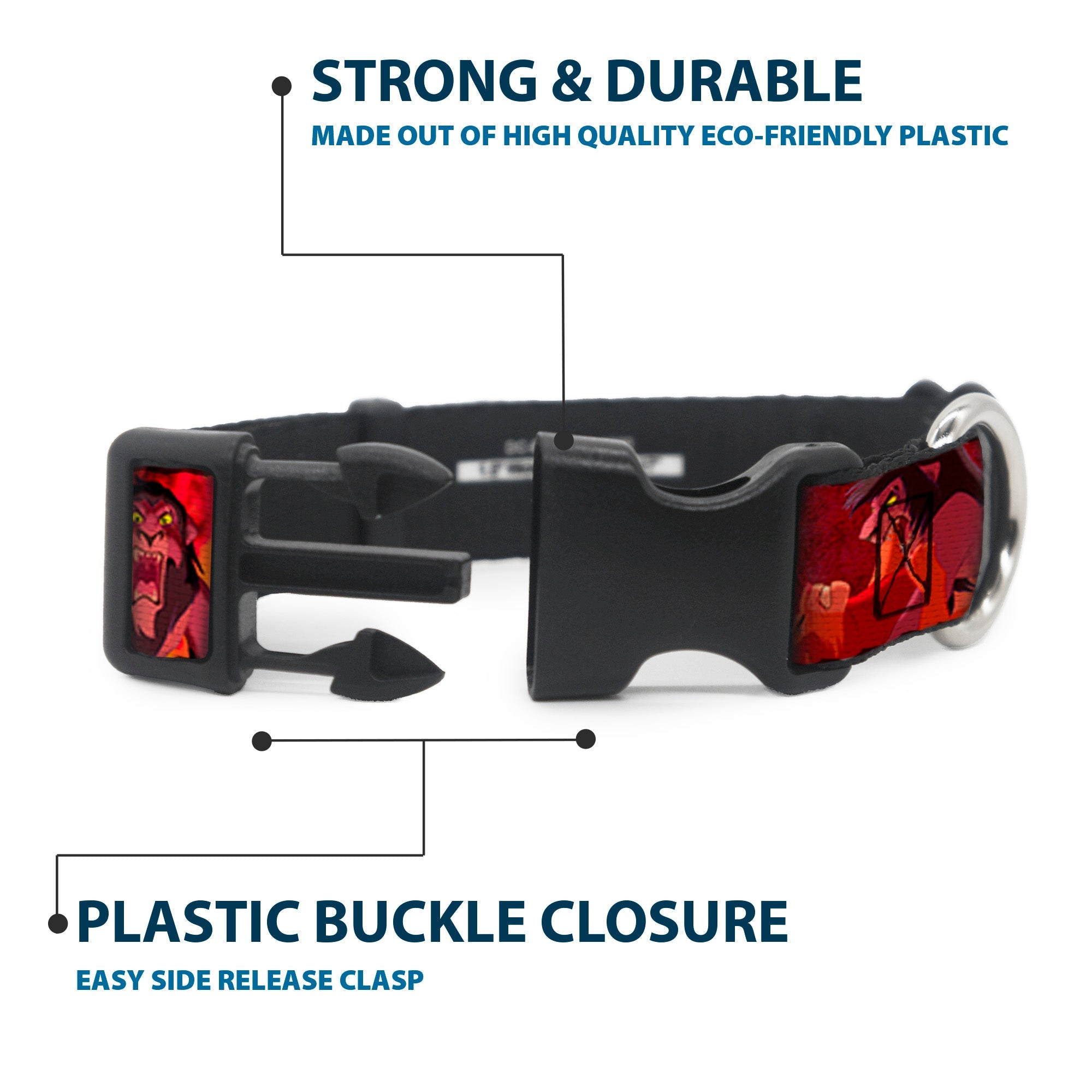 Plastic Clip Collar - Simba Scar Battle Scene Fiery Red