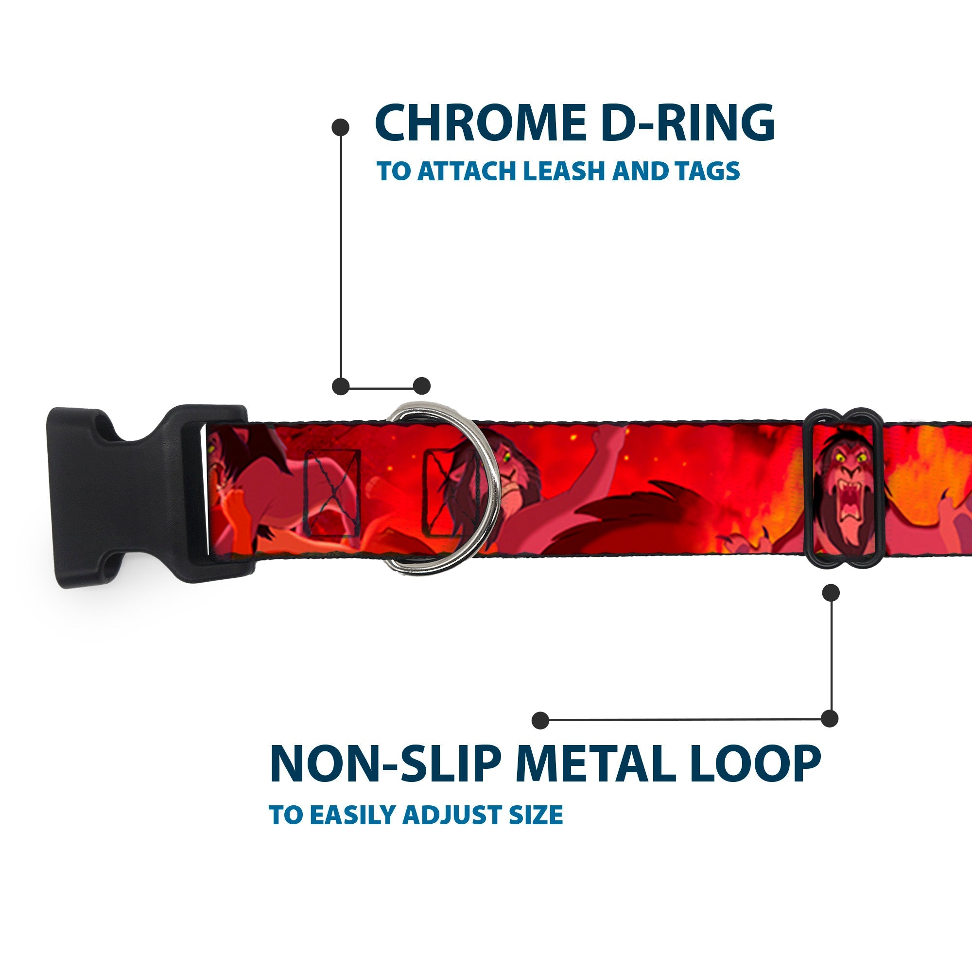 Plastic Clip Collar - Simba Scar Battle Scene Fiery Red