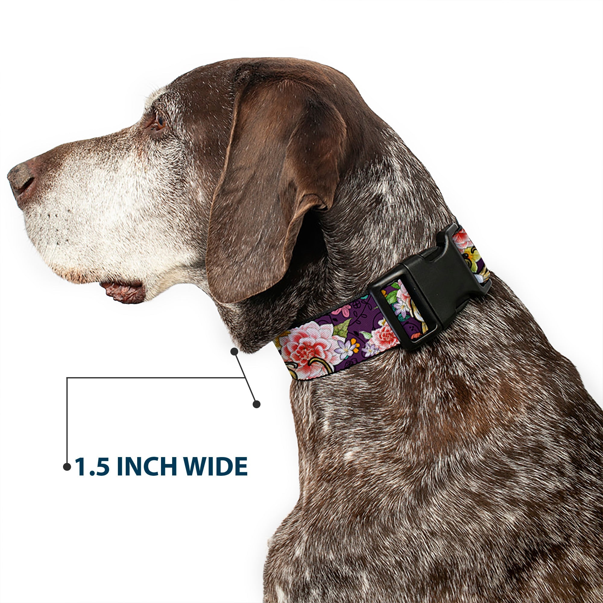 Plastic Clip Collar - Rapunzel Poses/Floral Collage Sketch Purple