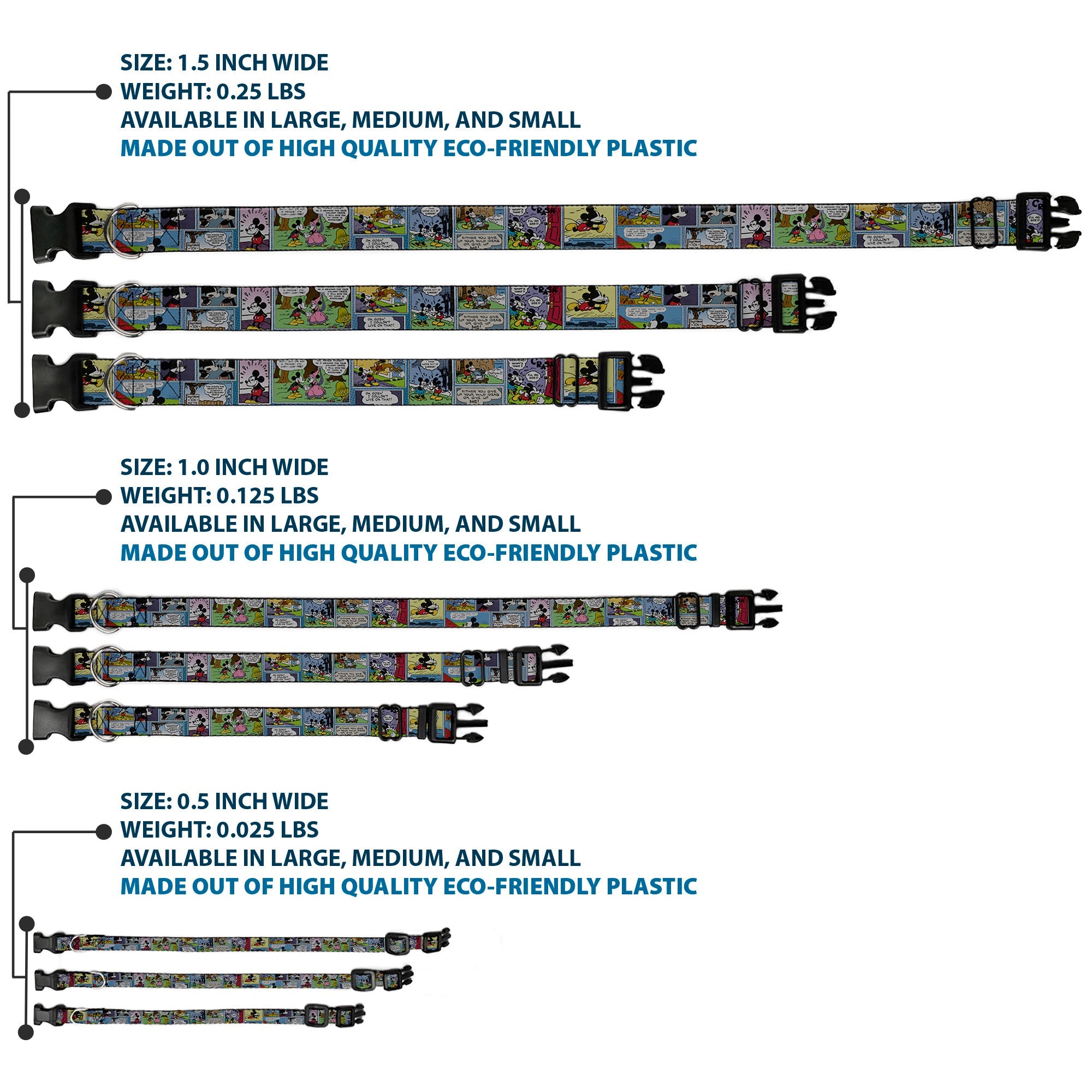 Plastic Clip Collar - Mickey & Minnie Comic Strip