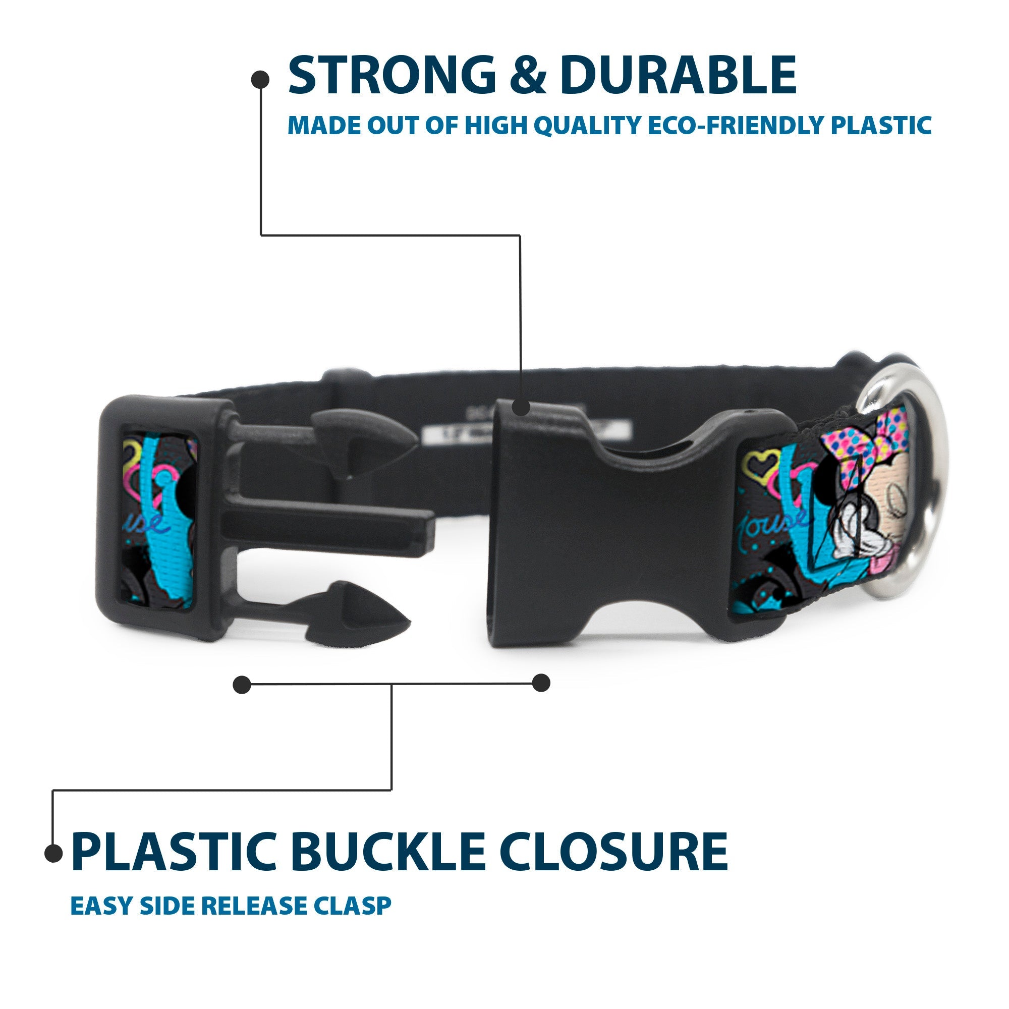 Plastic Clip Collar - Minnie Mouse Hoody & Headphone Poses Gray/Multi Color