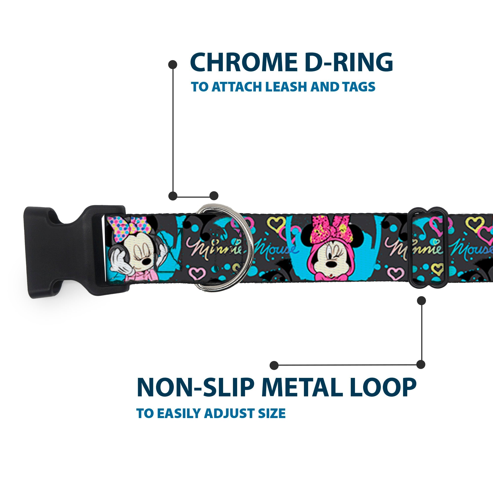 Plastic Clip Collar - Minnie Mouse Hoody & Headphone Poses Gray/Multi Color