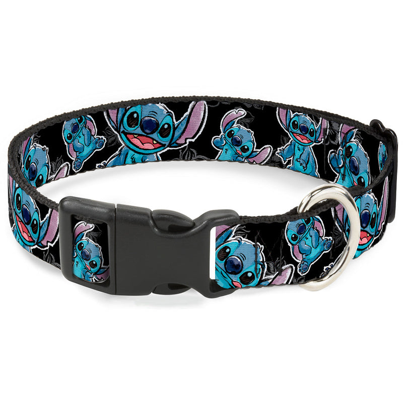 Plastic Clip Collar - Stitch Poses/Hibiscus Sketch Black/Gray/Blue
