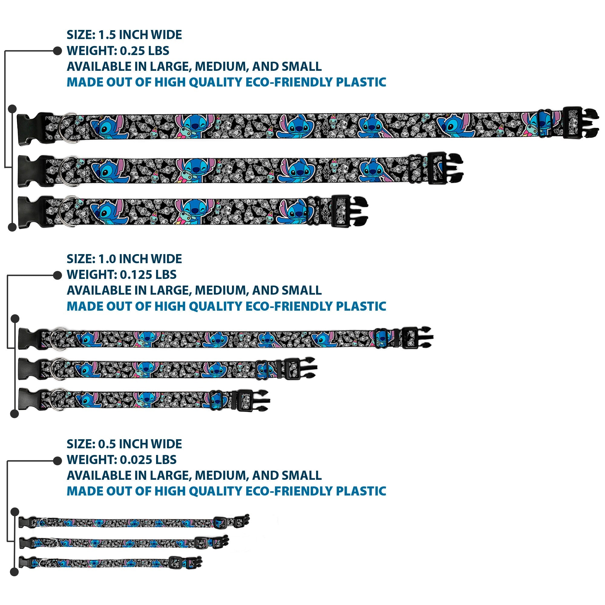 Plastic Clip Collar - Stitch Poses/Mini Scrump Scattered
