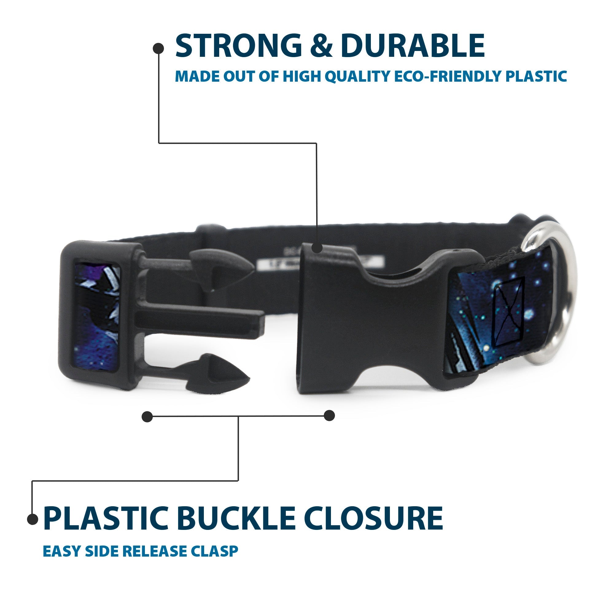 Plastic Clip Collar - Buzz Lightyear Poses Galaxy Blues