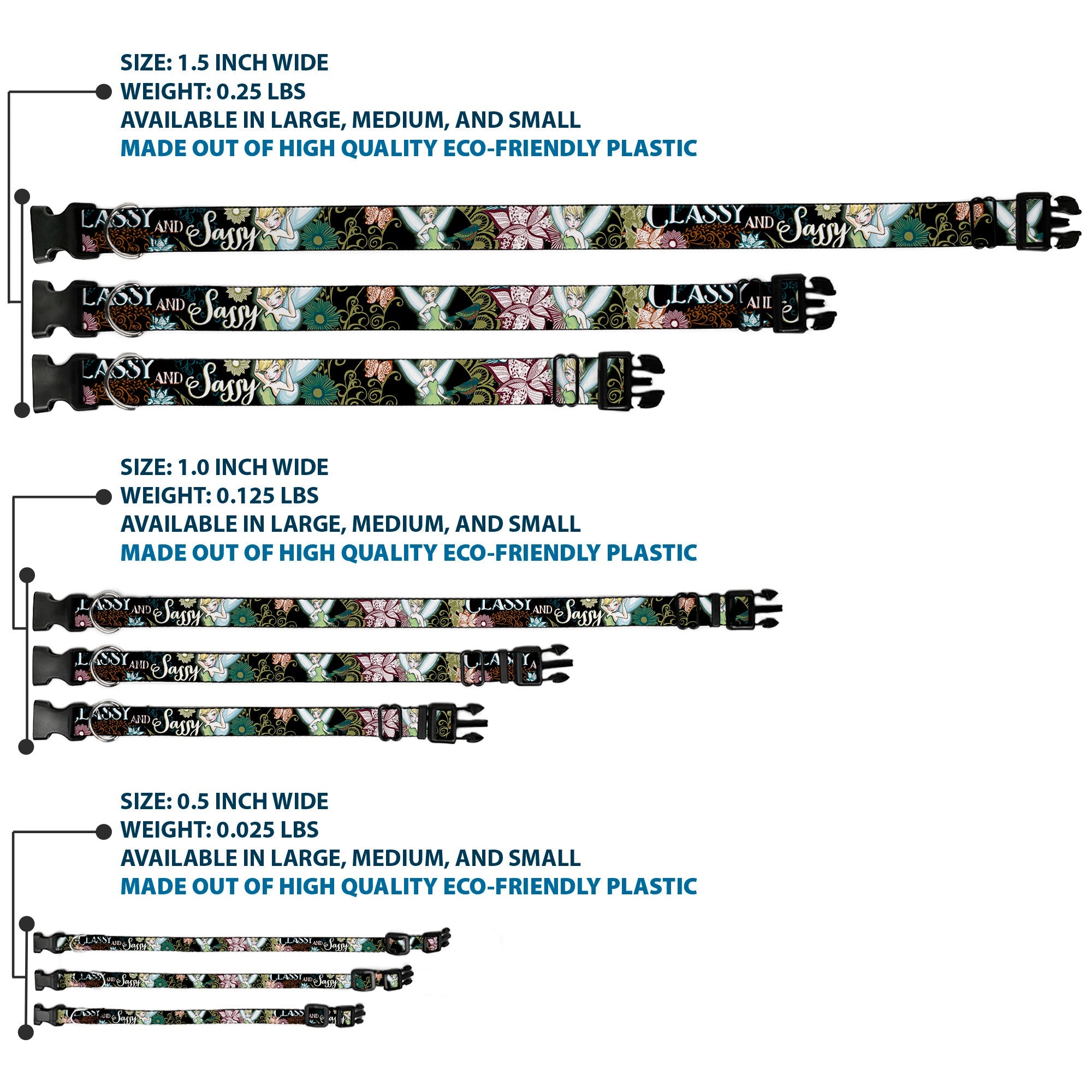 Plastic Clip Collar - Tinker Bell Floral Collage CLASSY AND SASSY