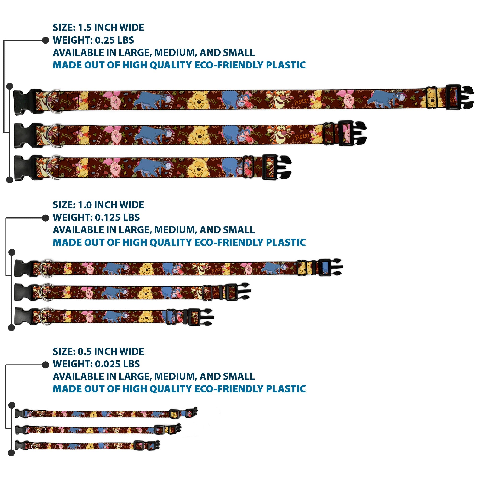 Plastic Clip Collar - Winnie the Pooh Character Poses