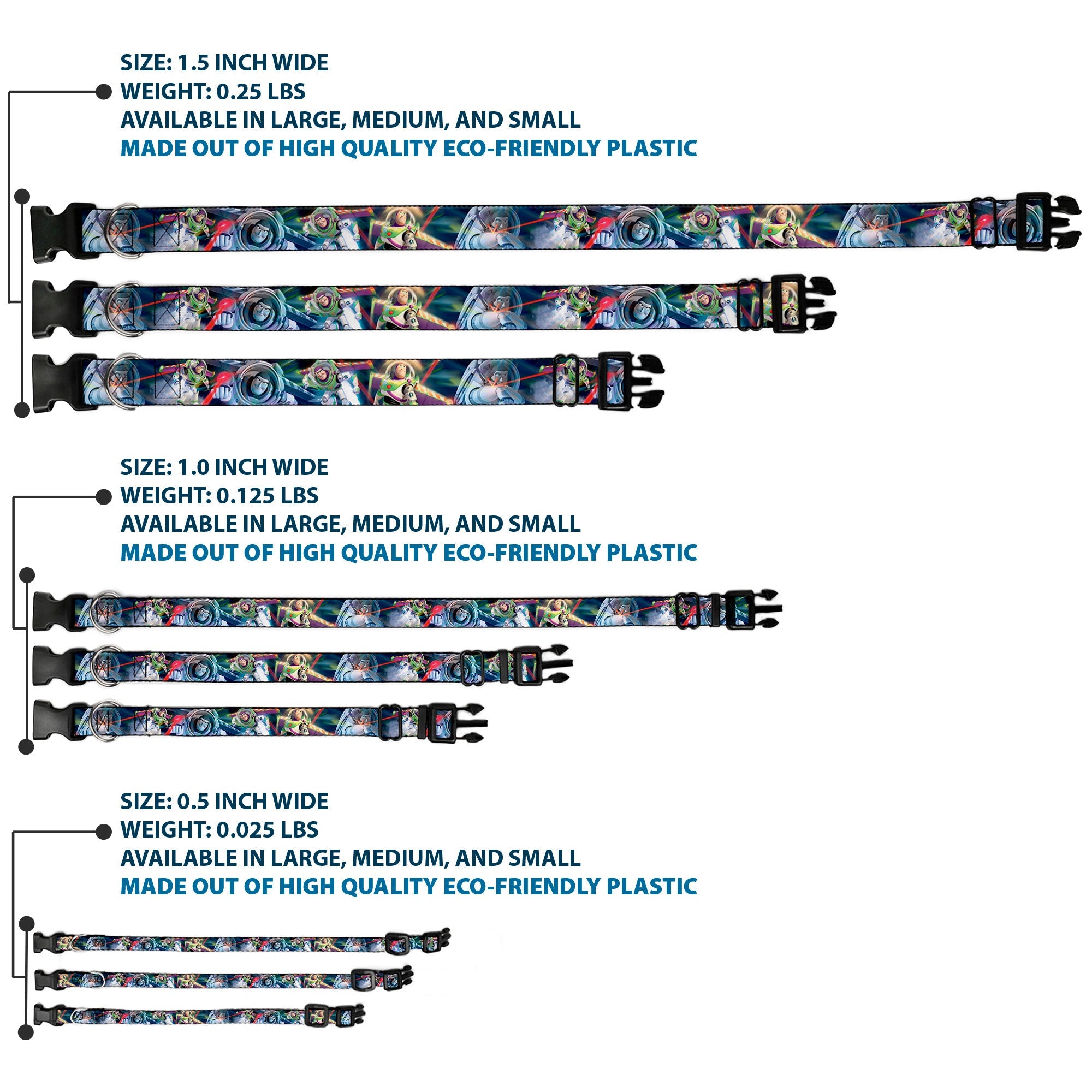 Plastic Clip Collar - Buzz Lightyear Action Poses Stacked