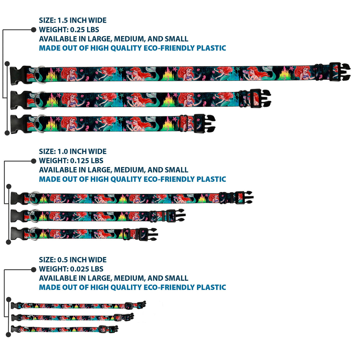 Plastic Clip Collar - Ariel Underwater Poses/Palace Silhouette
