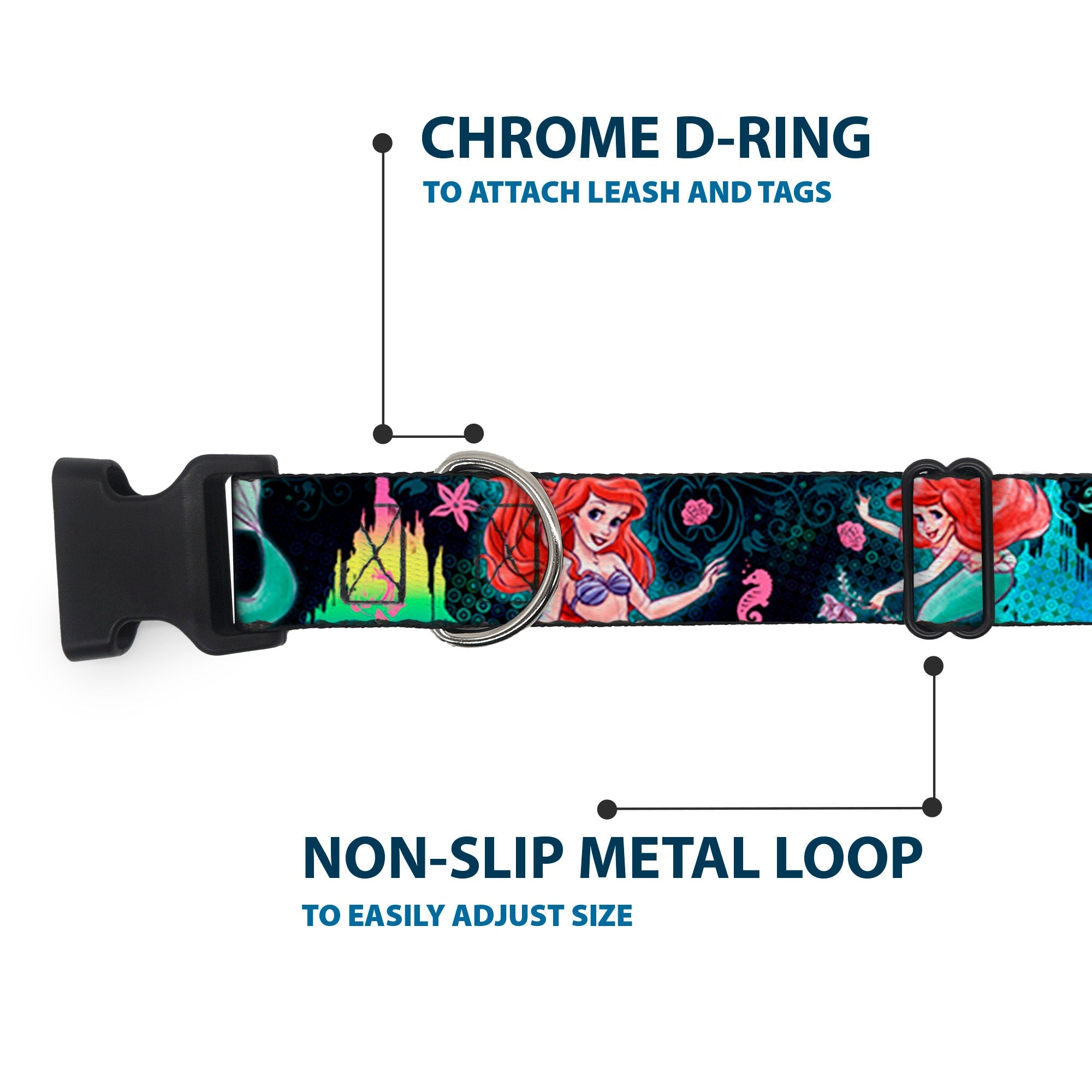 Plastic Clip Collar - Ariel Underwater Poses/Palace Silhouette