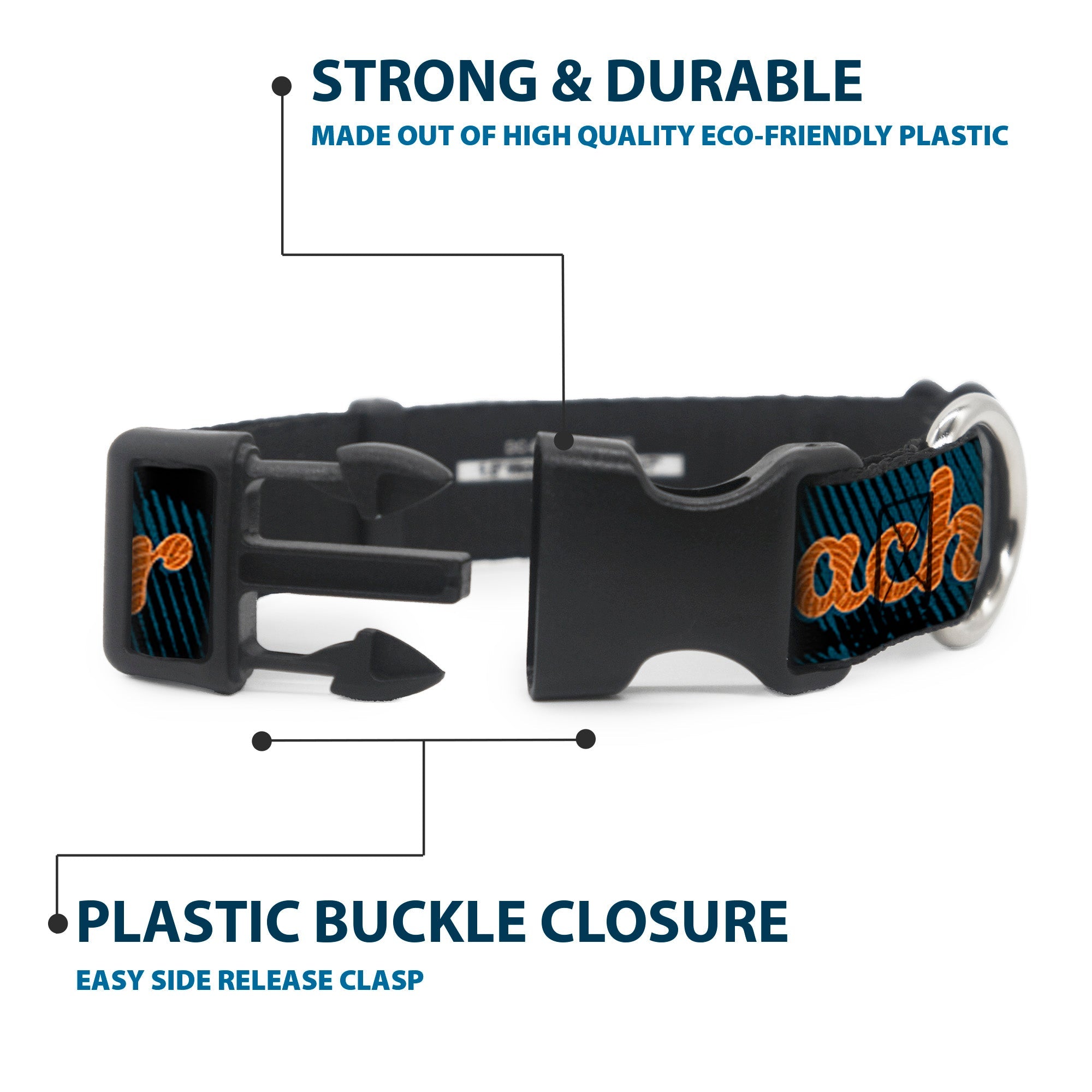 Plastic Clip Collar - Woody REACH FOR THE SKY Denim Blue Print
