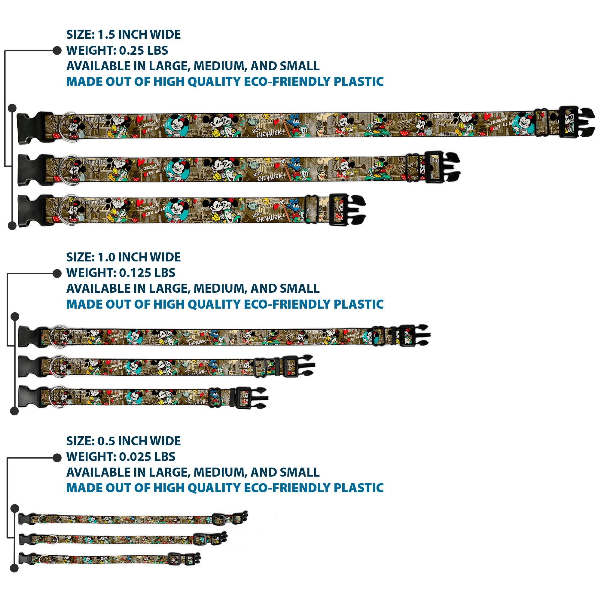 Plastic Clip Collar - Mickey & Minnie Croissant de Triomphe Scenes