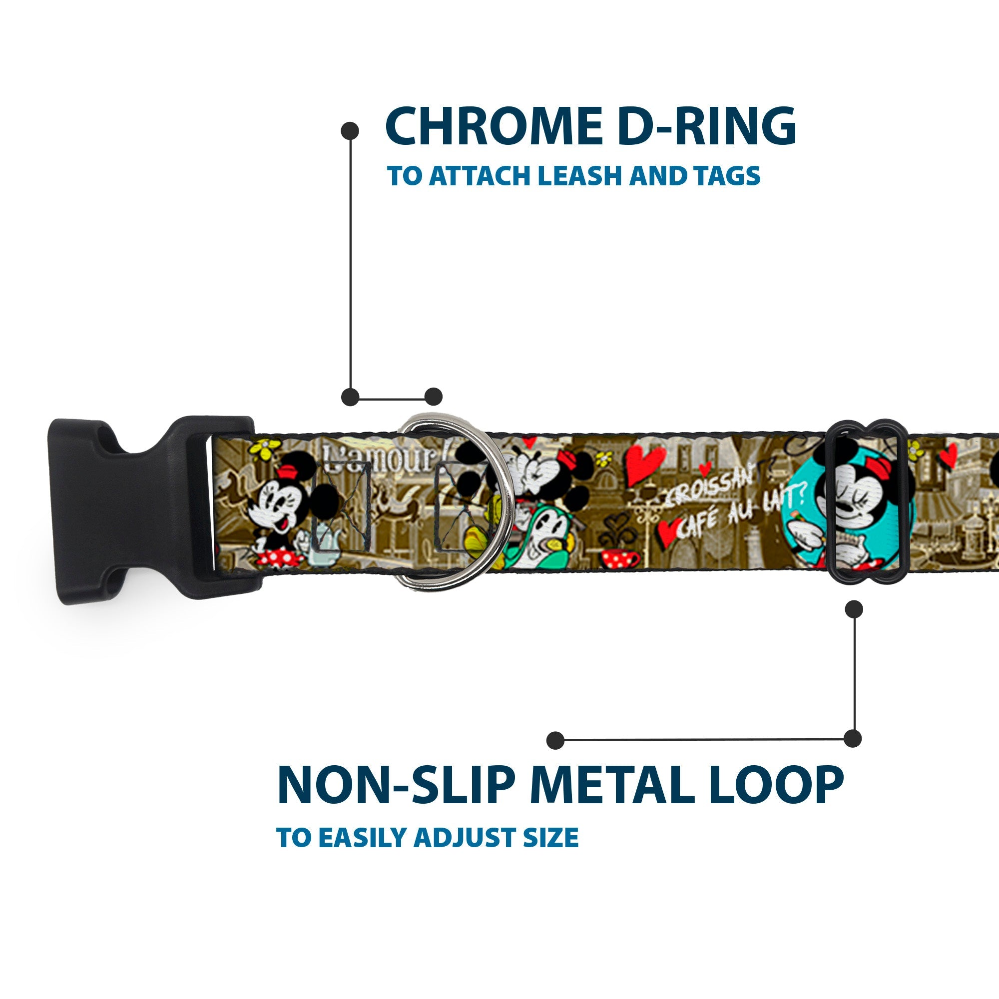 Plastic Clip Collar - Mickey & Minnie Croissant de Triomphe Scenes