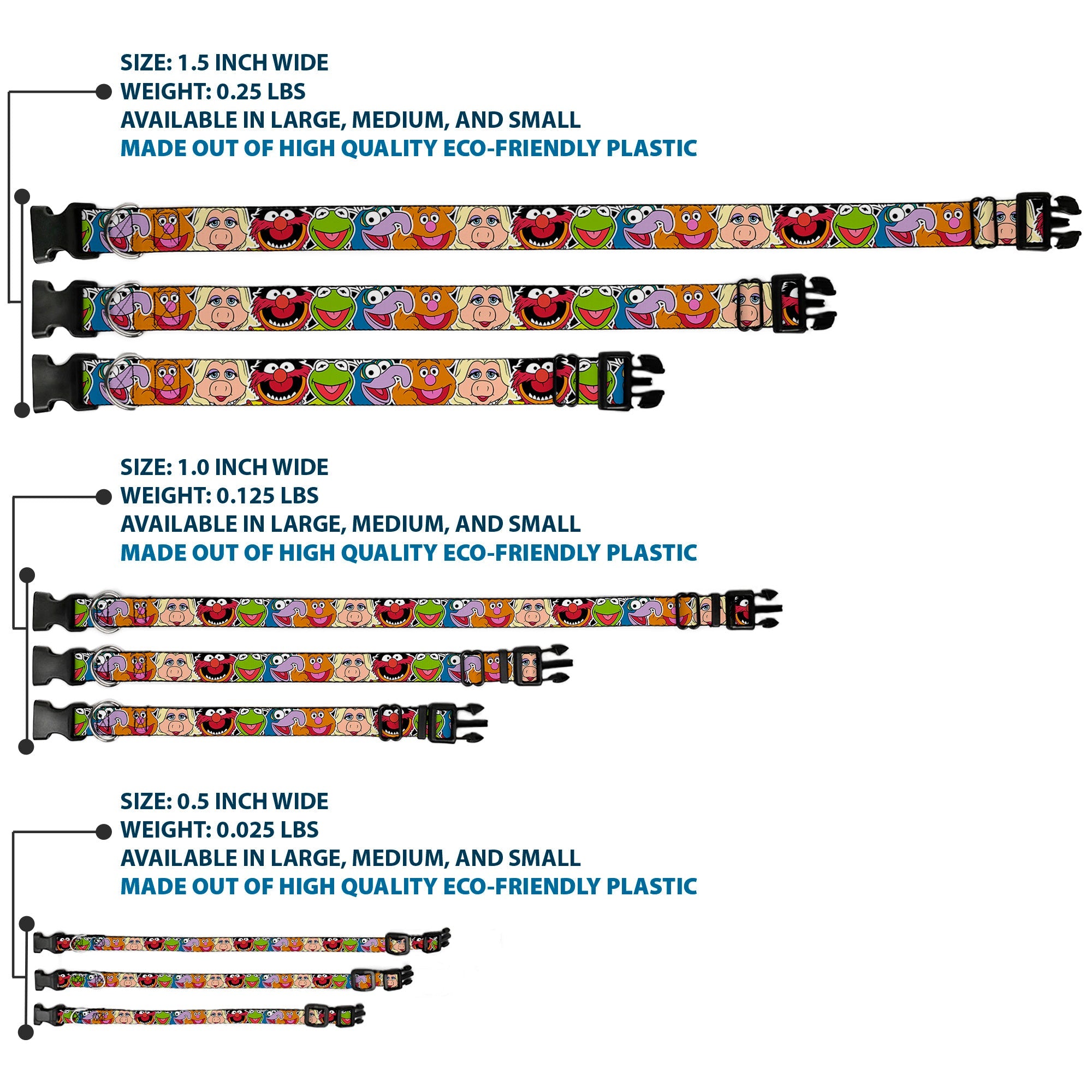 Plastic Clip Collar - Muppets Faces CLOSE-UP Black