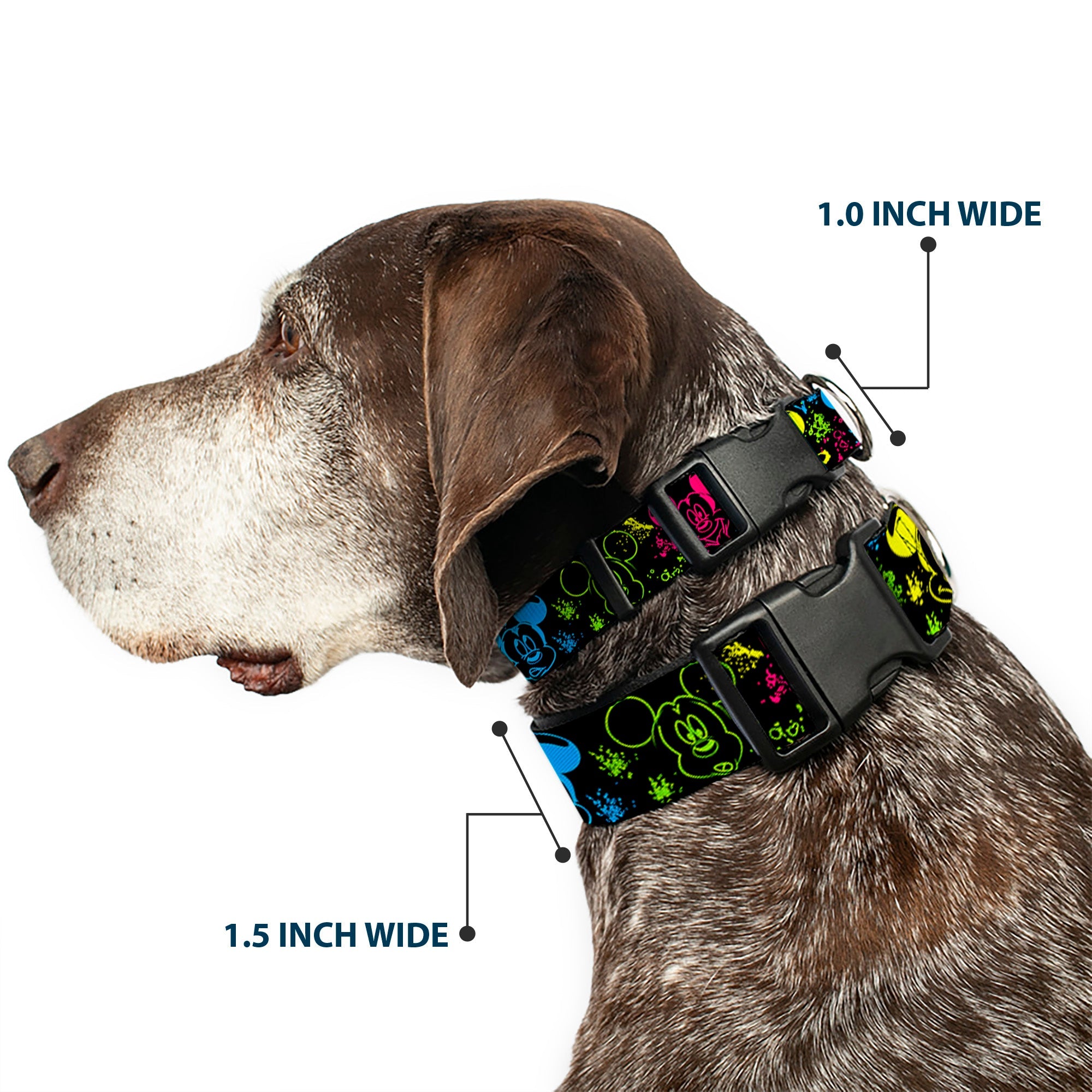 Plastic Clip Collar - Mickey Expressions/Paint Splatter Black/Multi Neon