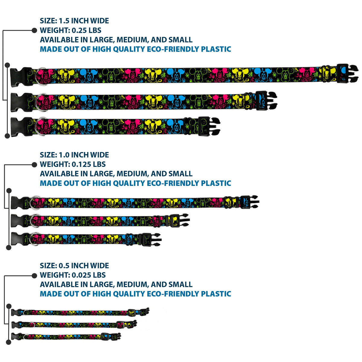 Plastic Clip Collar - Mickey Expressions/Paint Splatter Black/Multi Neon