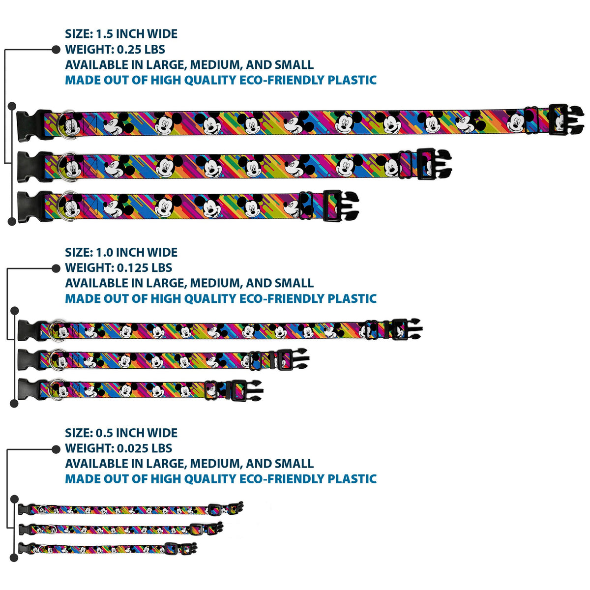 Plastic Clip Collar - Mickey Mouse Expressions Multi Color White/Black