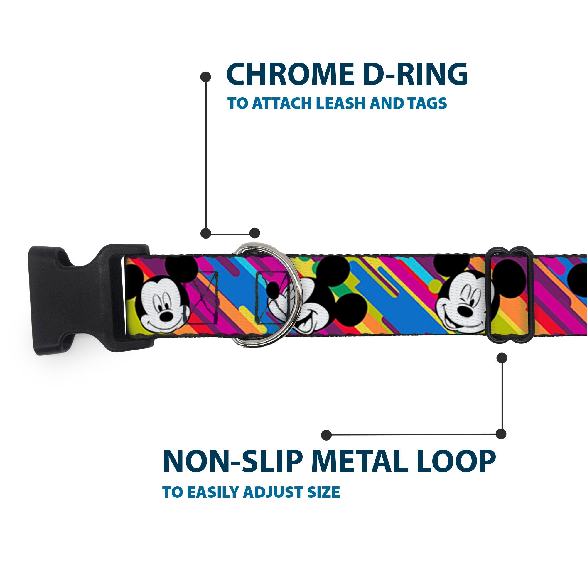 Plastic Clip Collar - Mickey Mouse Expressions Multi Color White/Black