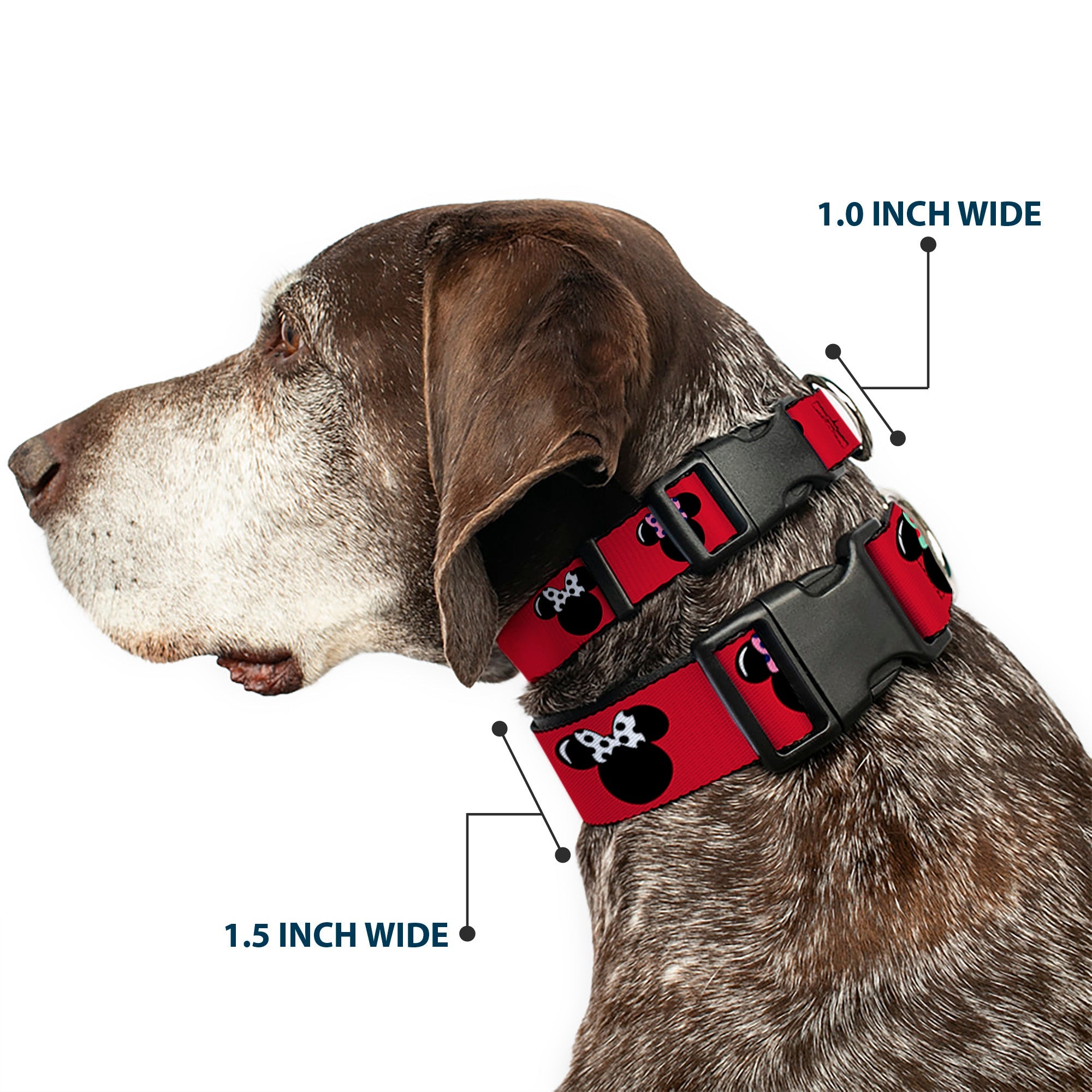 Plastic Clip Collar - Minnie Mouse Silhouette Red/Black/Polka Dot