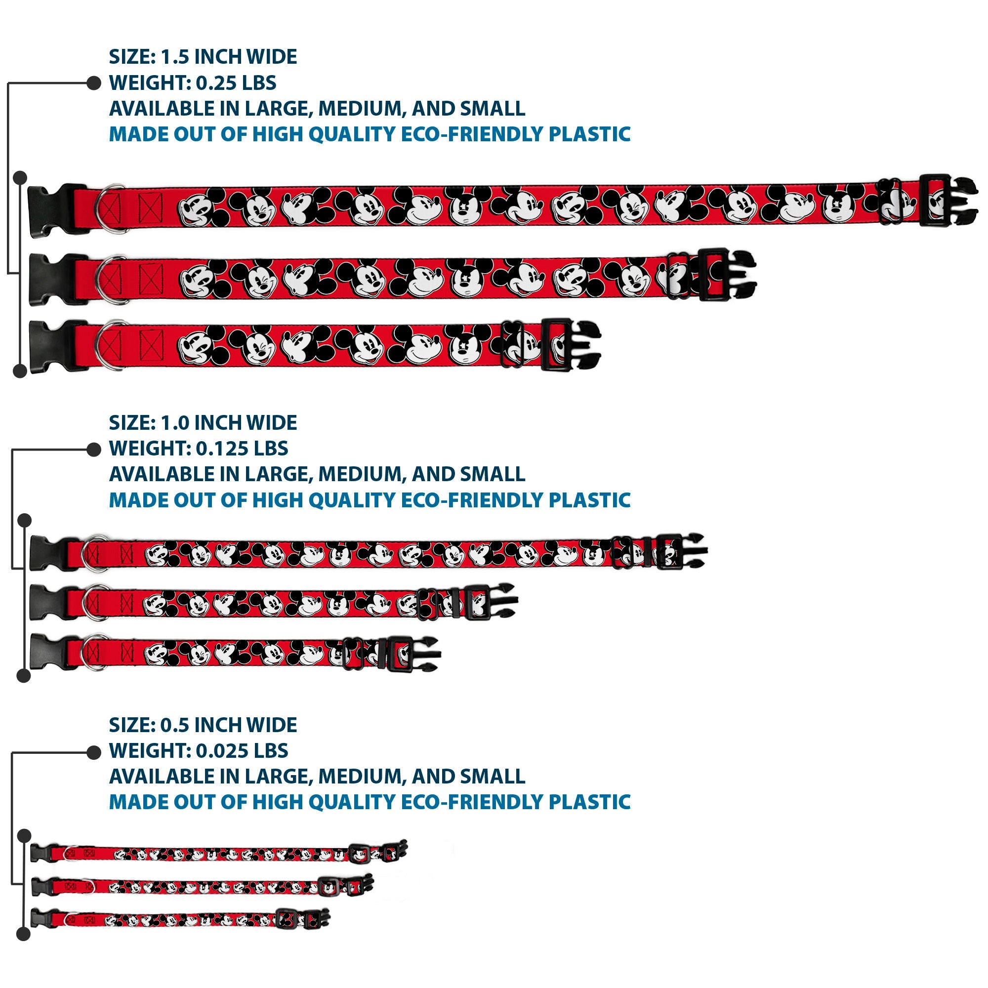 Plastic Clip Collar - Mickey Mouse Expressions Red/Black/White