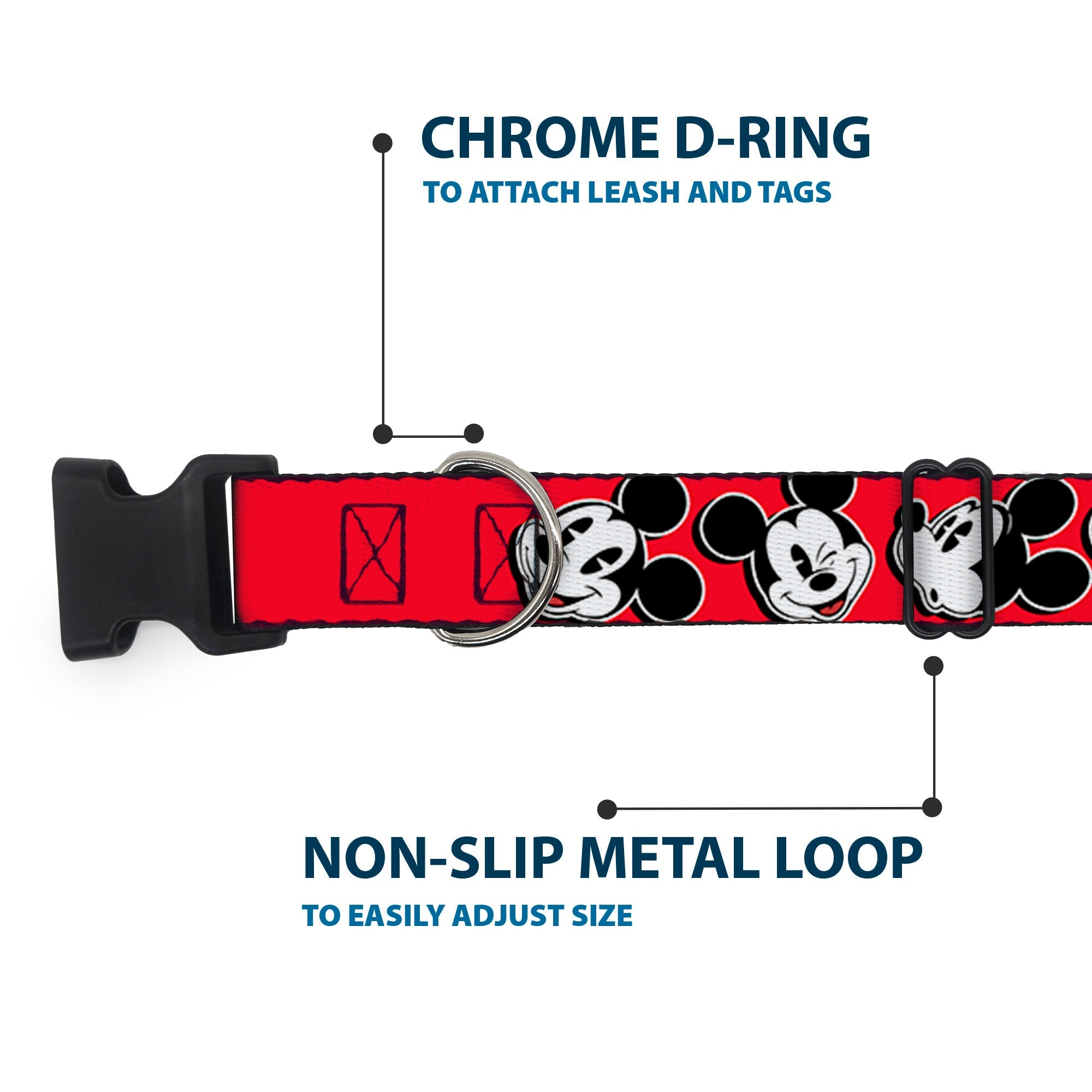 Plastic Clip Collar - Mickey Mouse Expressions Red/Black/White