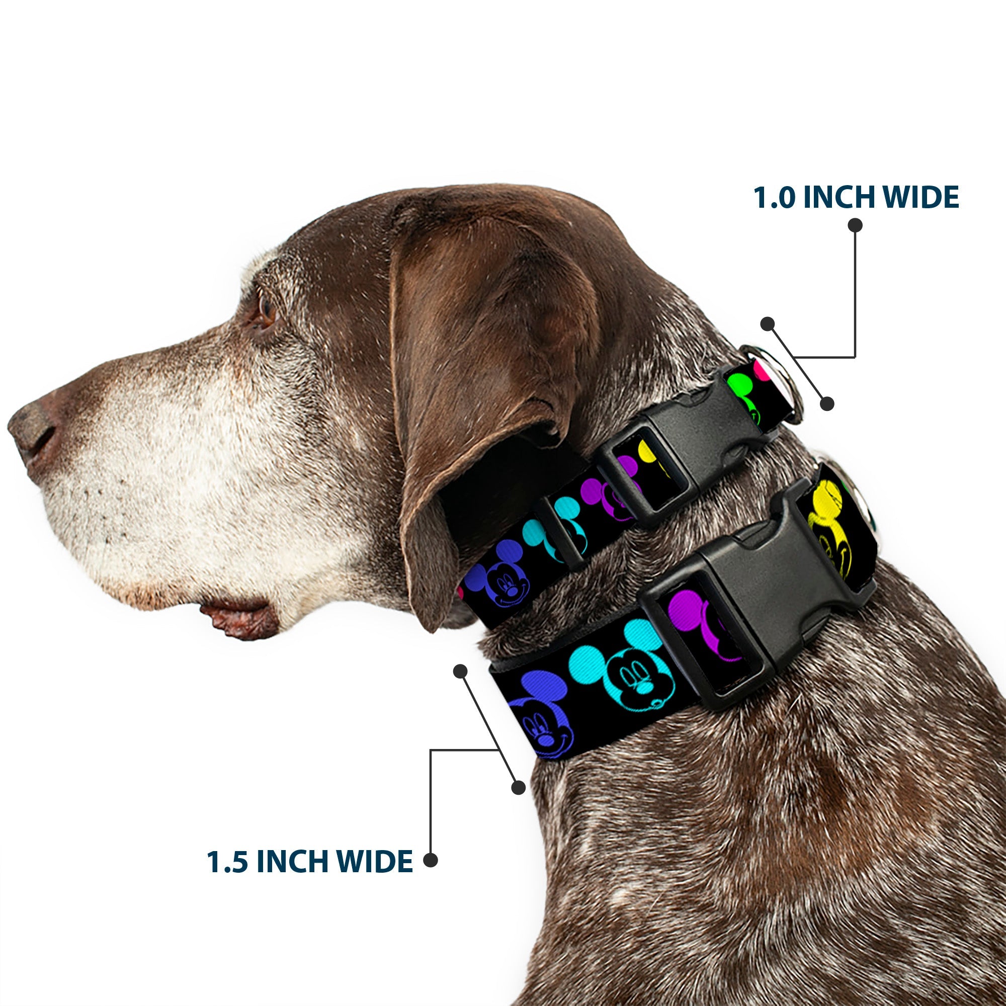 Plastic Clip Collar - Mickey Expressions Black/Multi Neon
