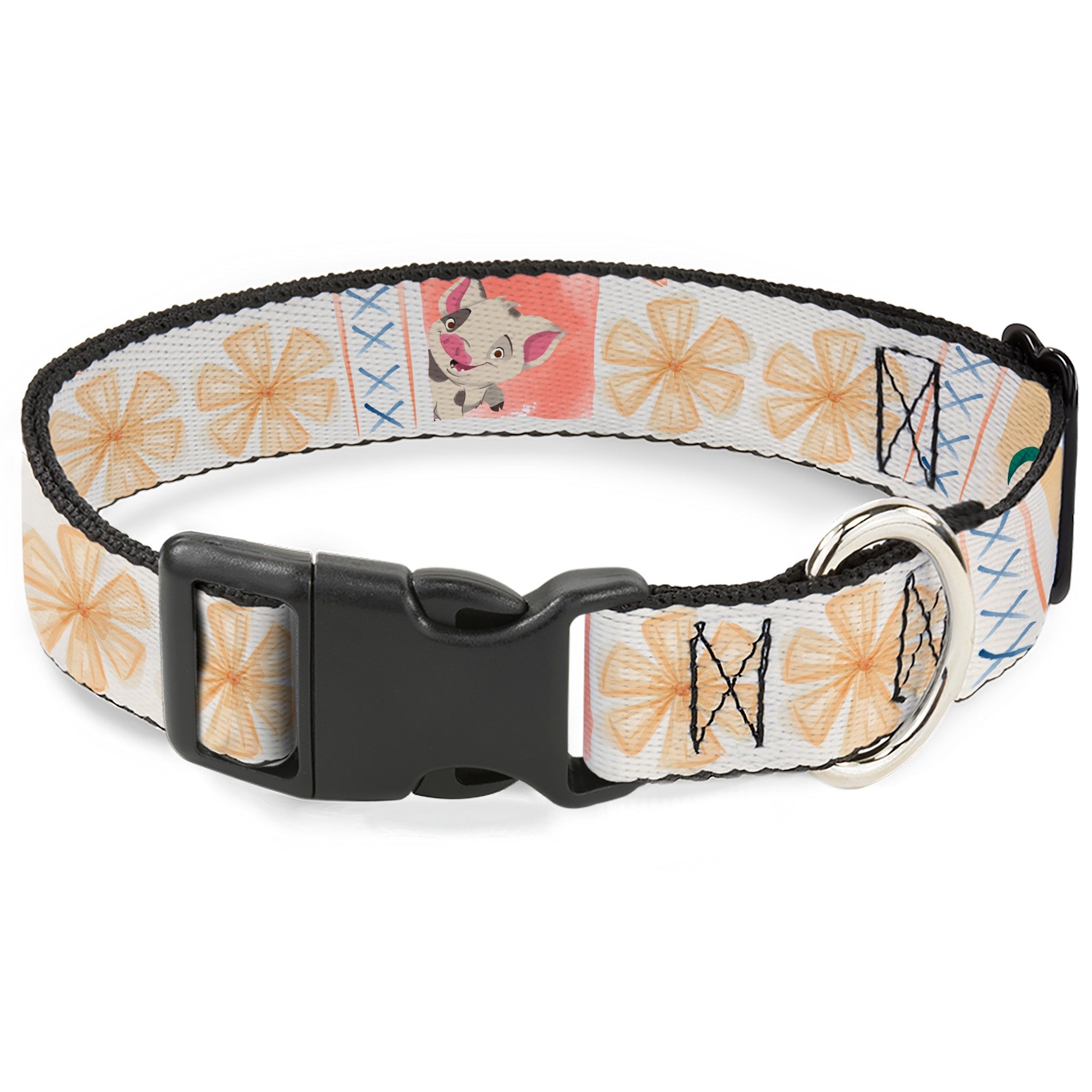 Plastic Clip Collar - Moana Pua and Hei Hei Pose Blocks White/Multi Color