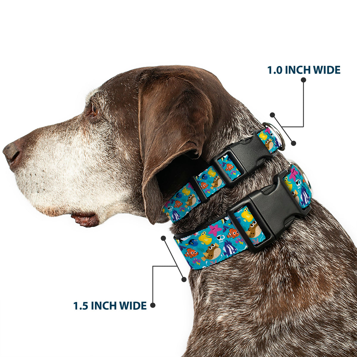 Plastic Clip Collar - Finding Nemo and Friends Underwater Character Collage Blue