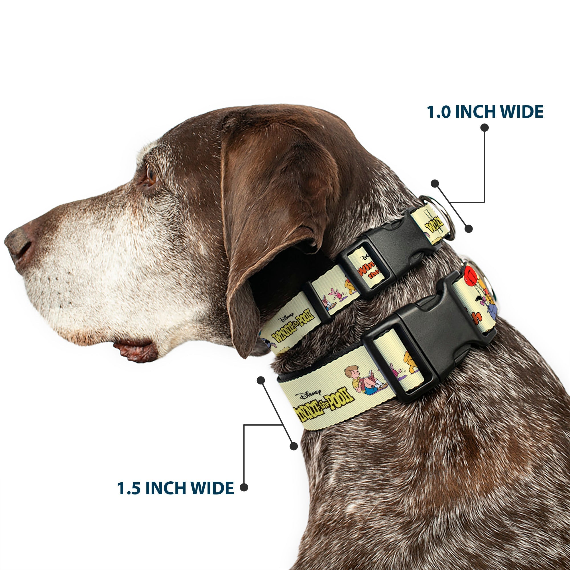 Plastic Clip Collar - WINNIE THE POOH and Friends Poses and Title Logos Light Yellow