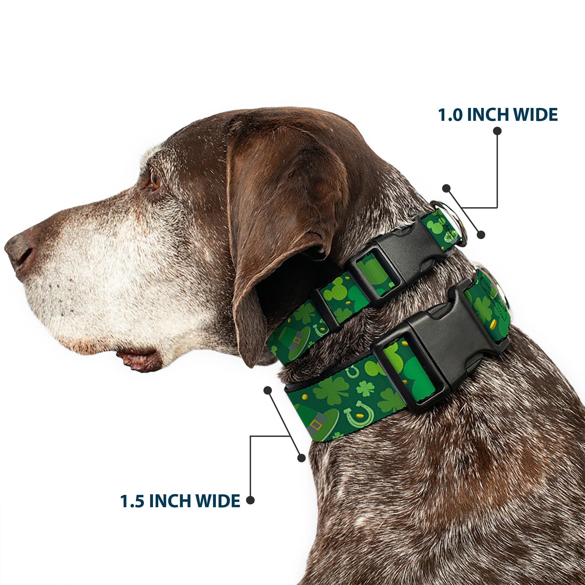 Plastic Clip Collar - St. Patricks Day Mickey Collage Greens