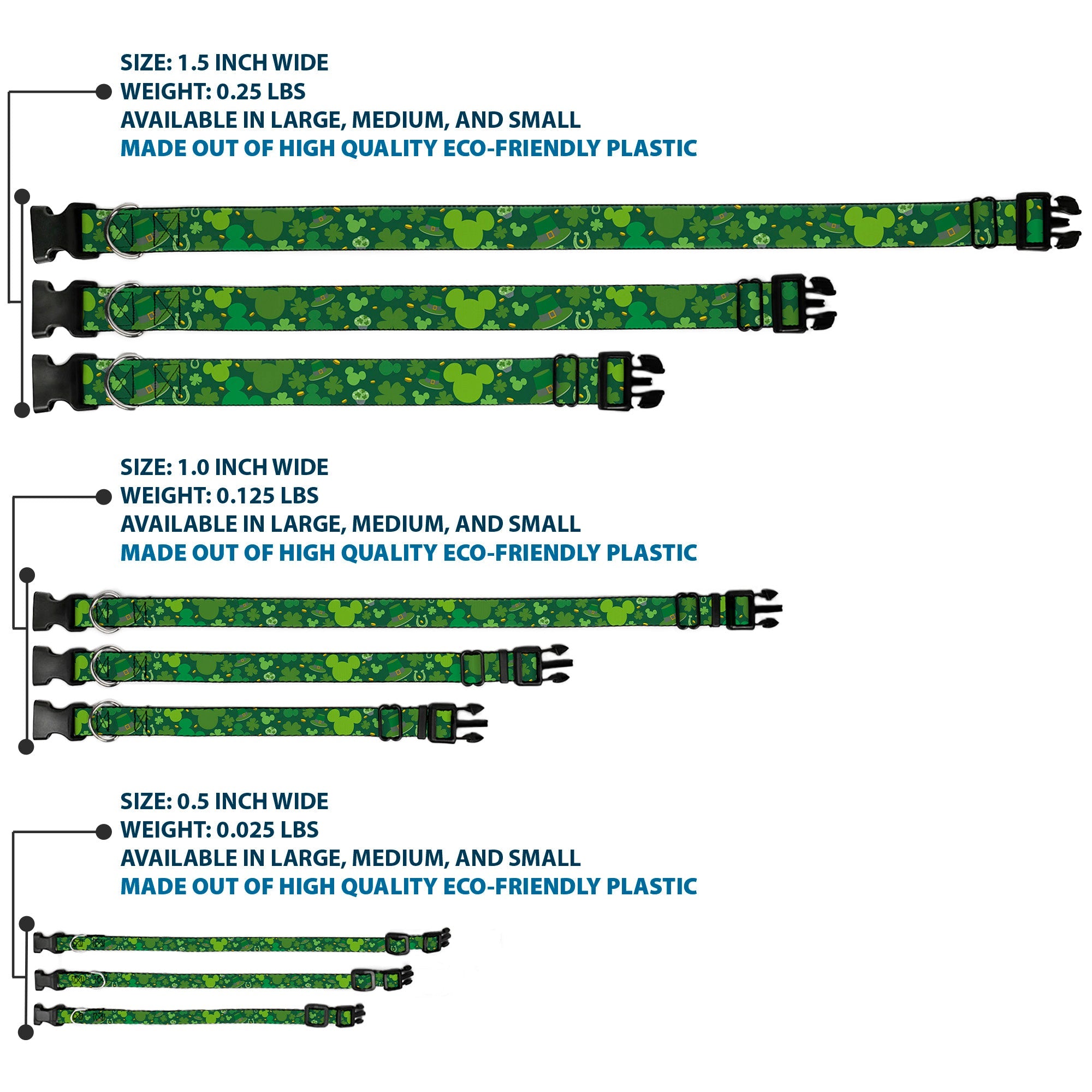 Plastic Clip Collar - St. Patricks Day Mickey Collage Greens