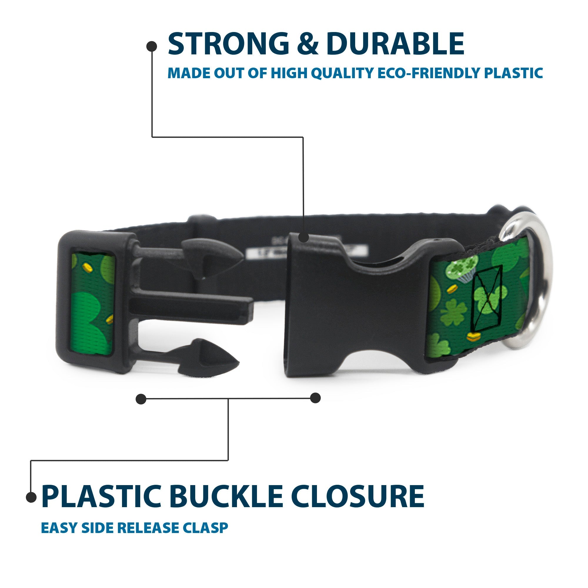 Plastic Clip Collar - St. Patricks Day Mickey Collage Greens